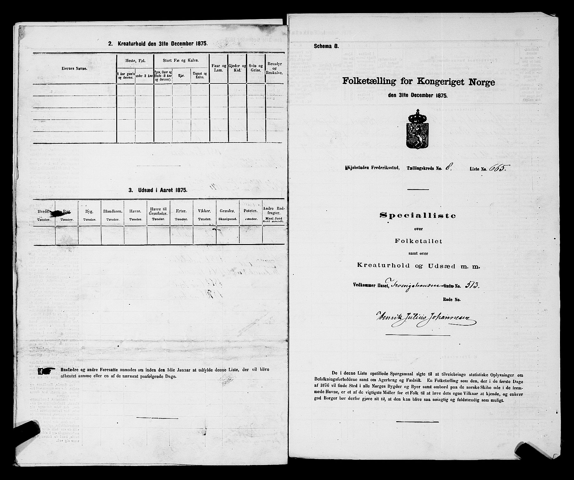 RA, Folketelling 1875 for 0103B Fredrikstad prestegjeld, Fredrikstad kjøpstad, 1875, s. 1508