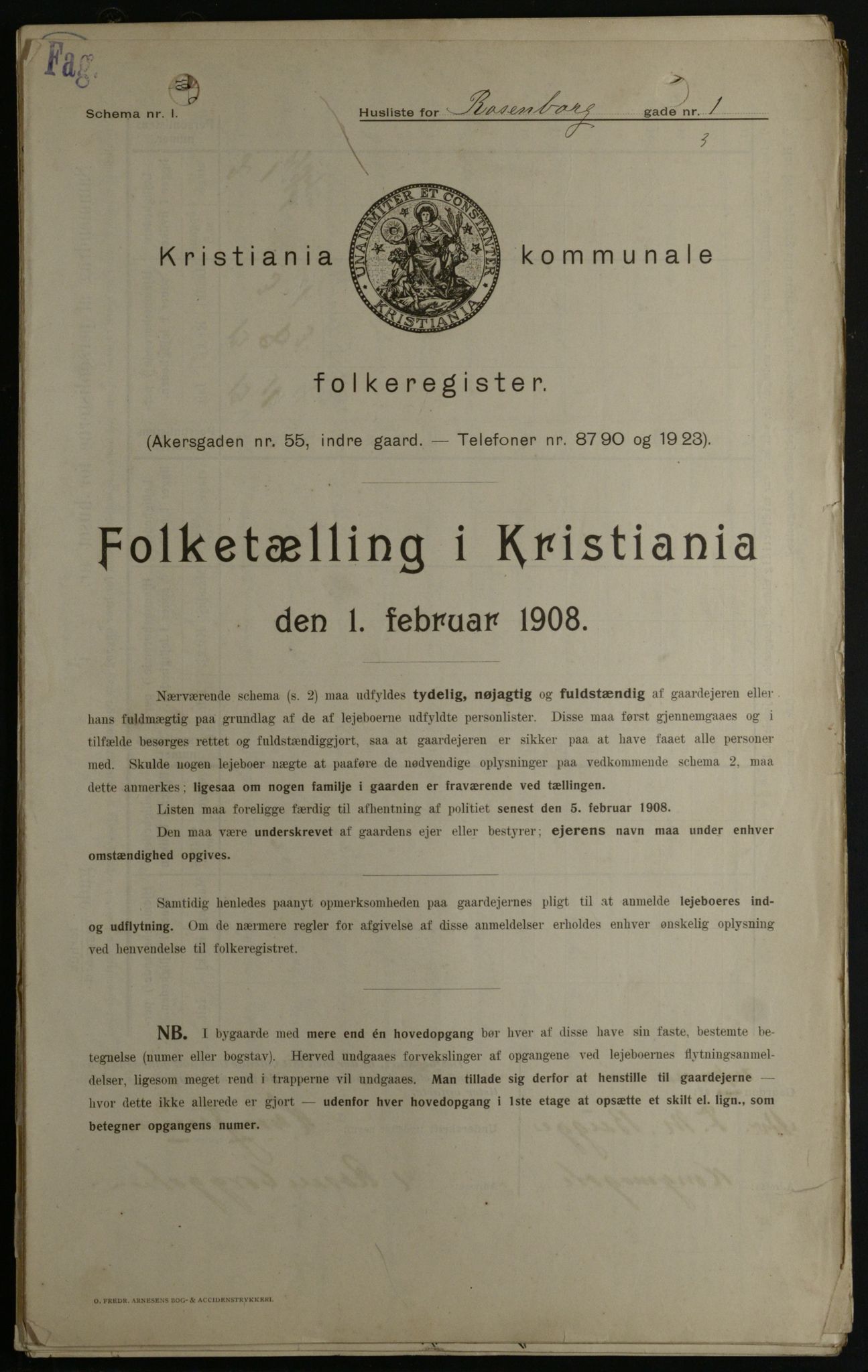 OBA, Kommunal folketelling 1.2.1908 for Kristiania kjøpstad, 1908, s. 74936