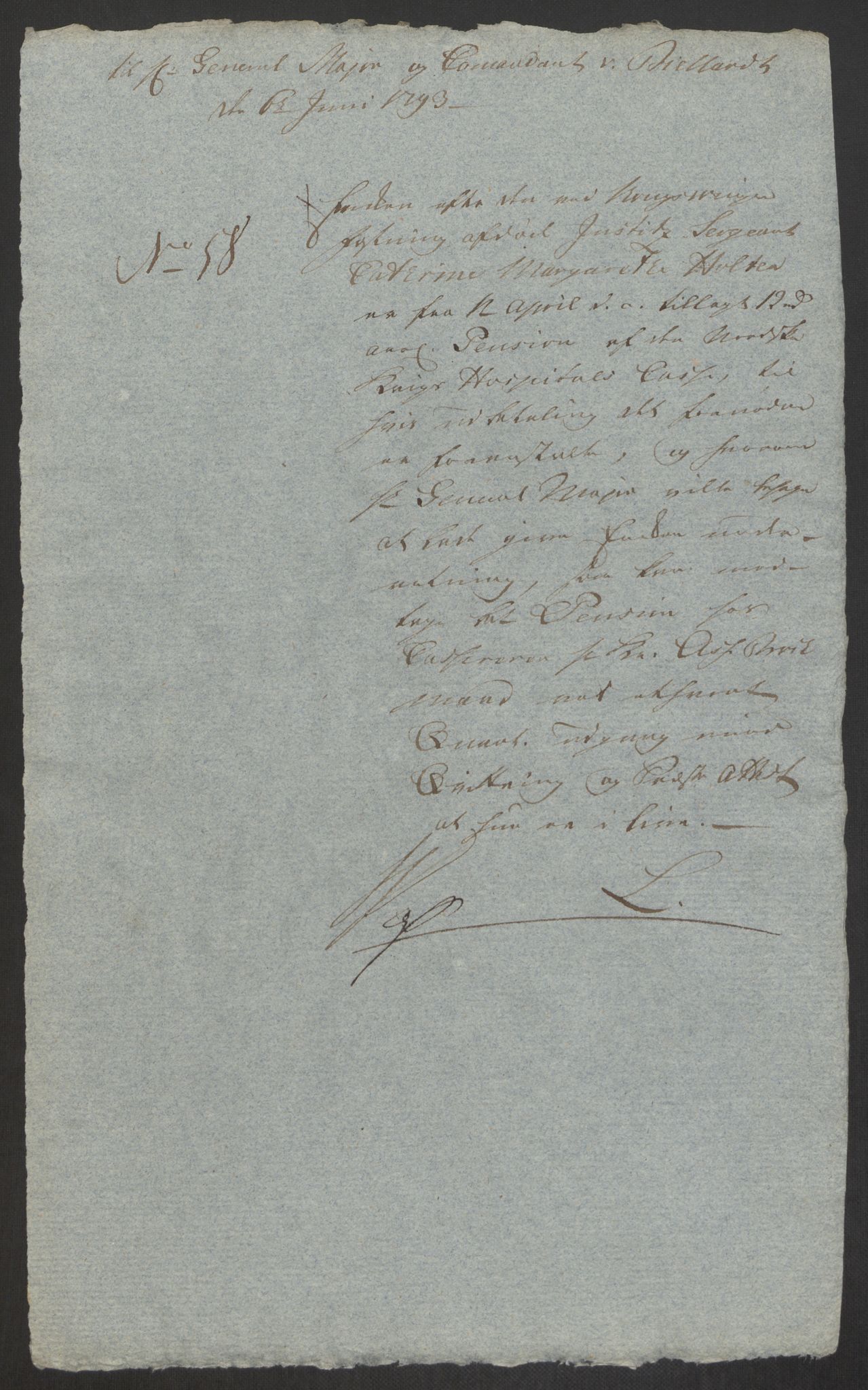 Forsvaret, Den norske kvesthuskasse/krigshospitalkasse, AV/RA-RAFA-1887/F/Fa/L0008: Konsepter, 1790-1793, s. 1110