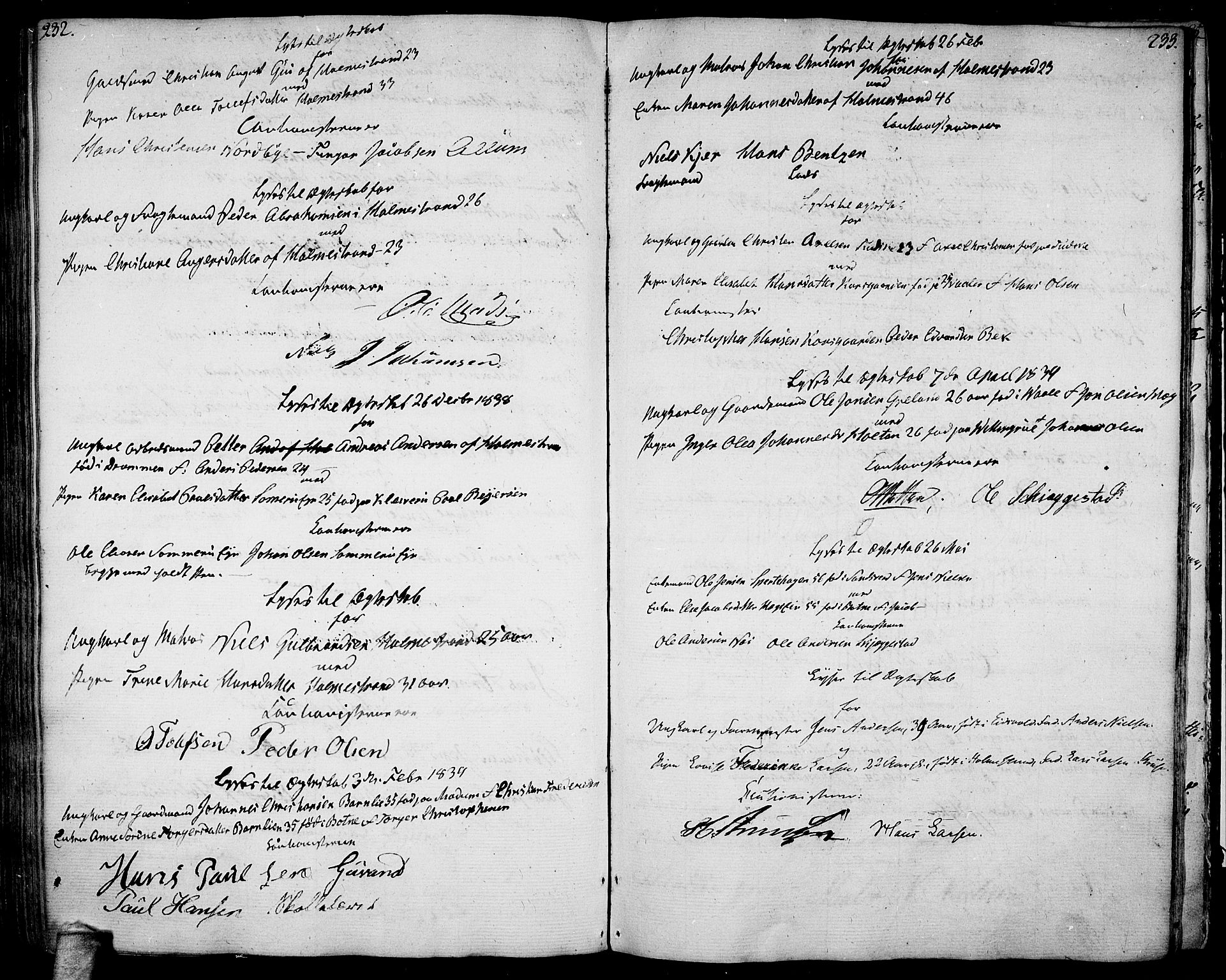 Botne kirkebøker, AV/SAKO-A-340/F/Fa/L0003: Ministerialbok nr. I 3 /1, 1792-1844, s. 232-233