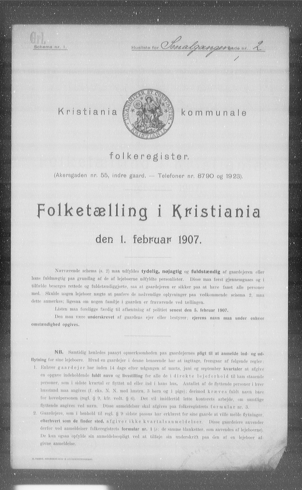 OBA, Kommunal folketelling 1.2.1907 for Kristiania kjøpstad, 1907, s. 49523