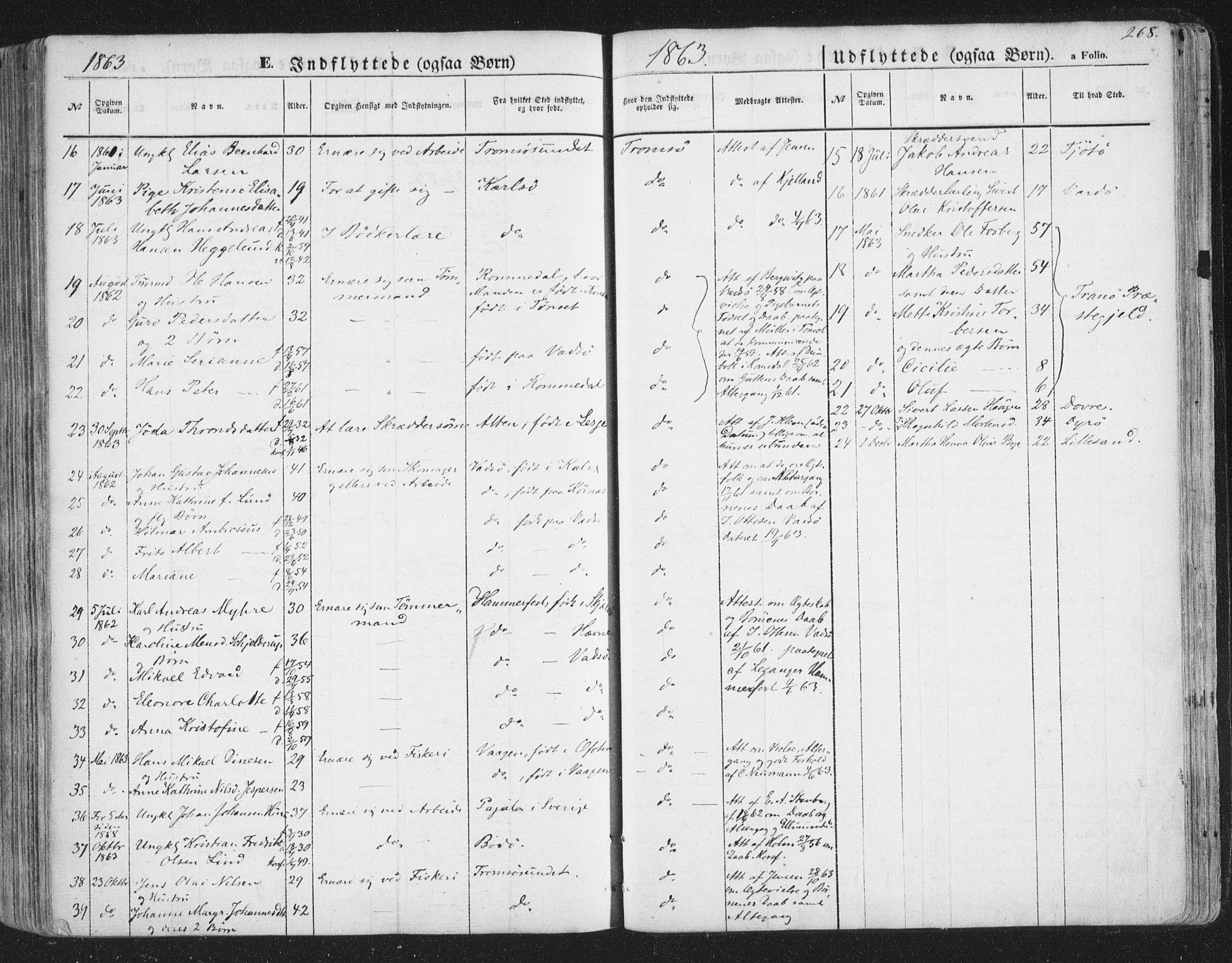 Tromsø sokneprestkontor/stiftsprosti/domprosti, AV/SATØ-S-1343/G/Ga/L0011kirke: Ministerialbok nr. 11, 1856-1865, s. 268