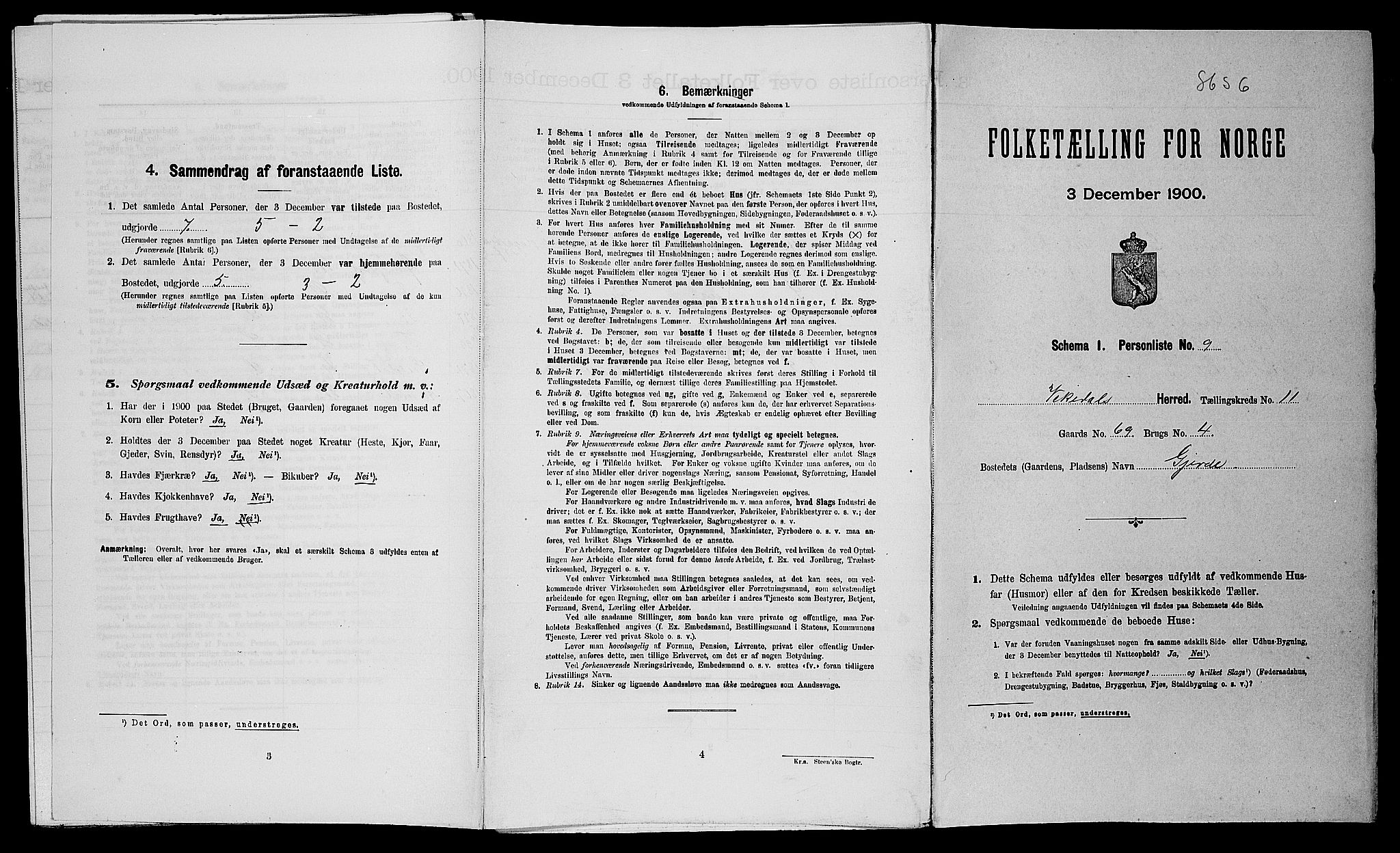 SAST, Folketelling 1900 for 1157 Vikedal herred, 1900, s. 858
