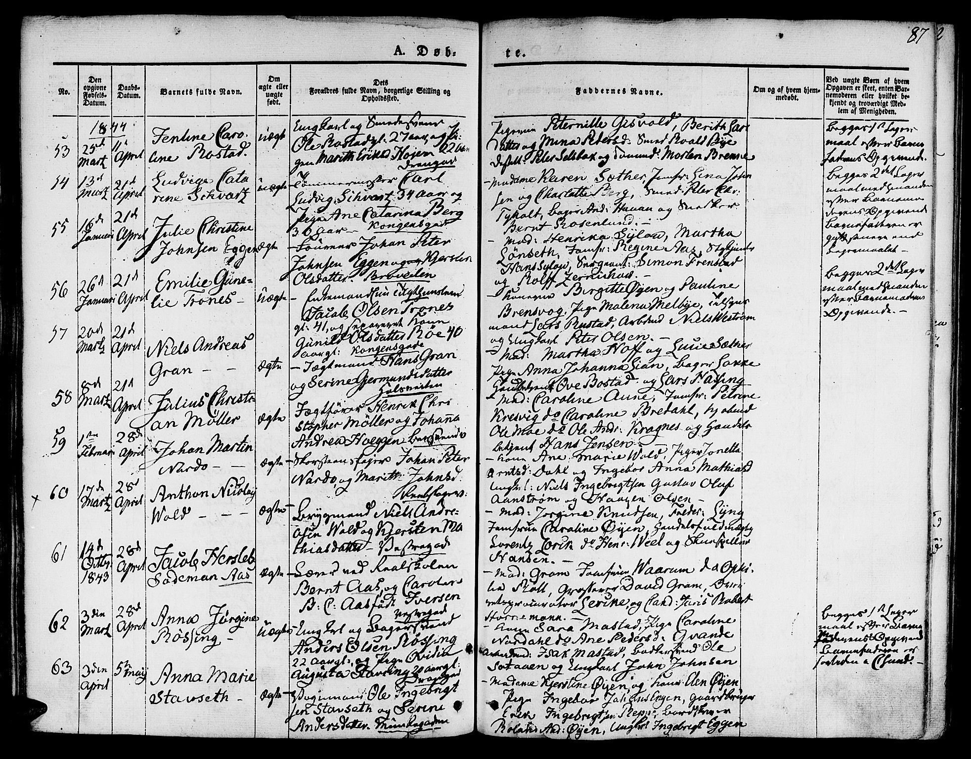 Ministerialprotokoller, klokkerbøker og fødselsregistre - Sør-Trøndelag, SAT/A-1456/601/L0048: Ministerialbok nr. 601A16, 1840-1847, s. 87