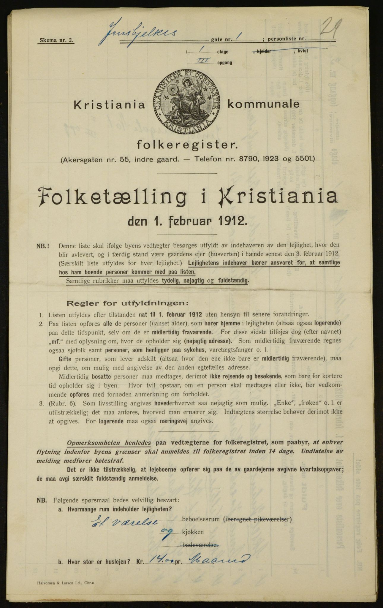 OBA, Kommunal folketelling 1.2.1912 for Kristiania, 1912, s. 45766