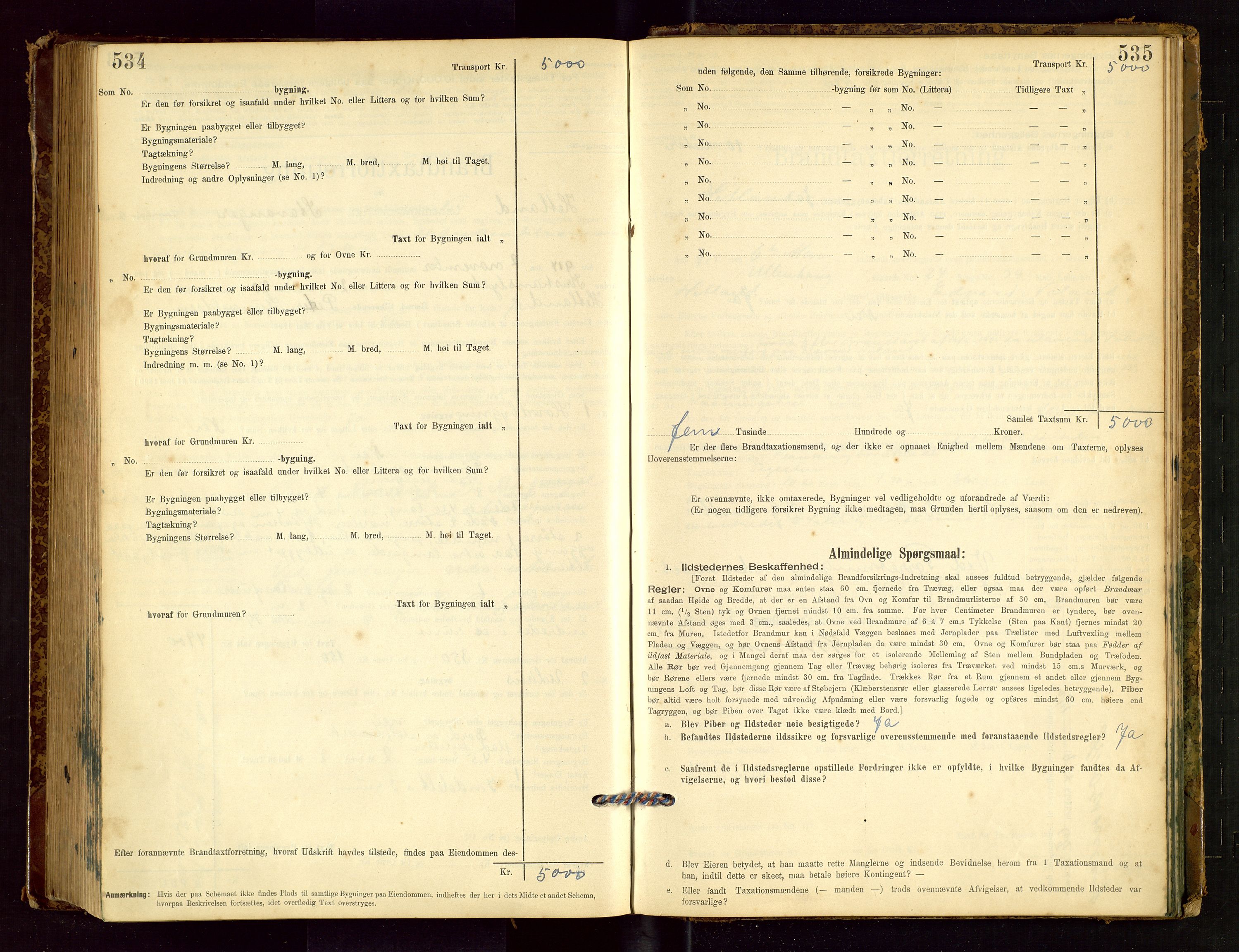 Hetland lensmannskontor, AV/SAST-A-100101/Gob/L0001: "Brandtaxationsprotokol", 1895-1918, s. 534-535