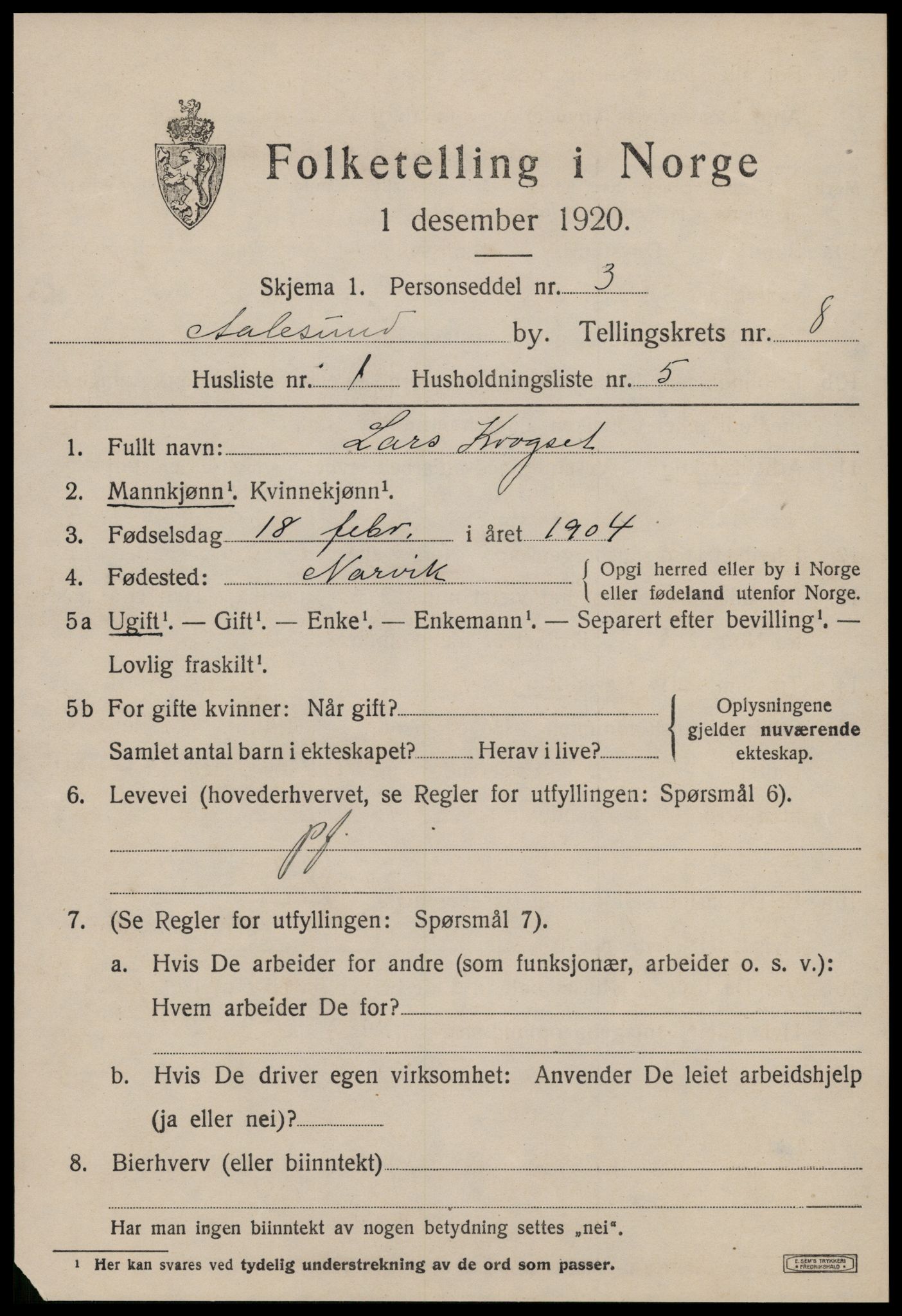 SAT, Folketelling 1920 for 1501 Ålesund kjøpstad, 1920, s. 21280