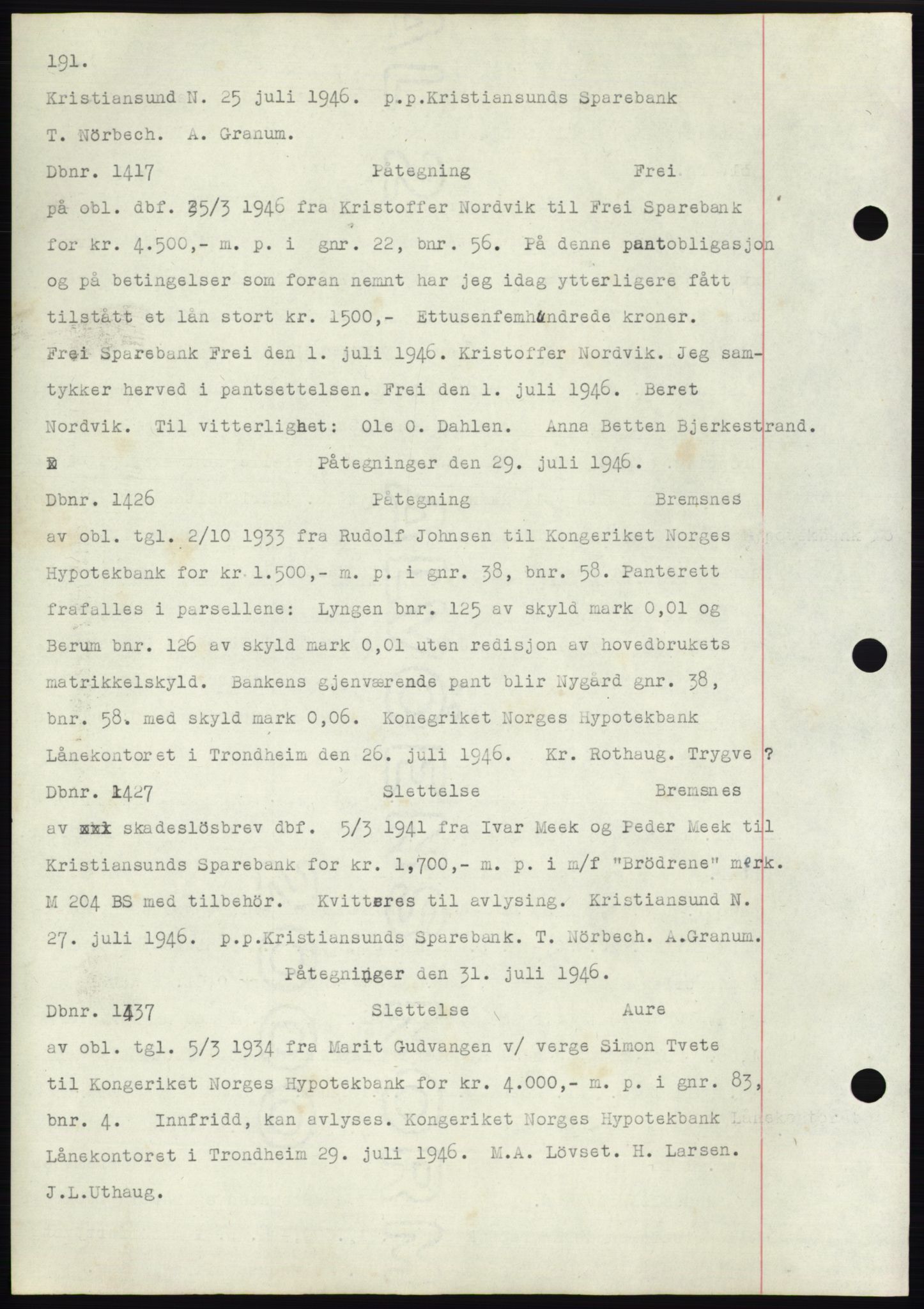 Nordmøre sorenskriveri, SAT/A-4132/1/2/2Ca: Pantebok nr. C82b, 1946-1951, Dagboknr: 1417/1946