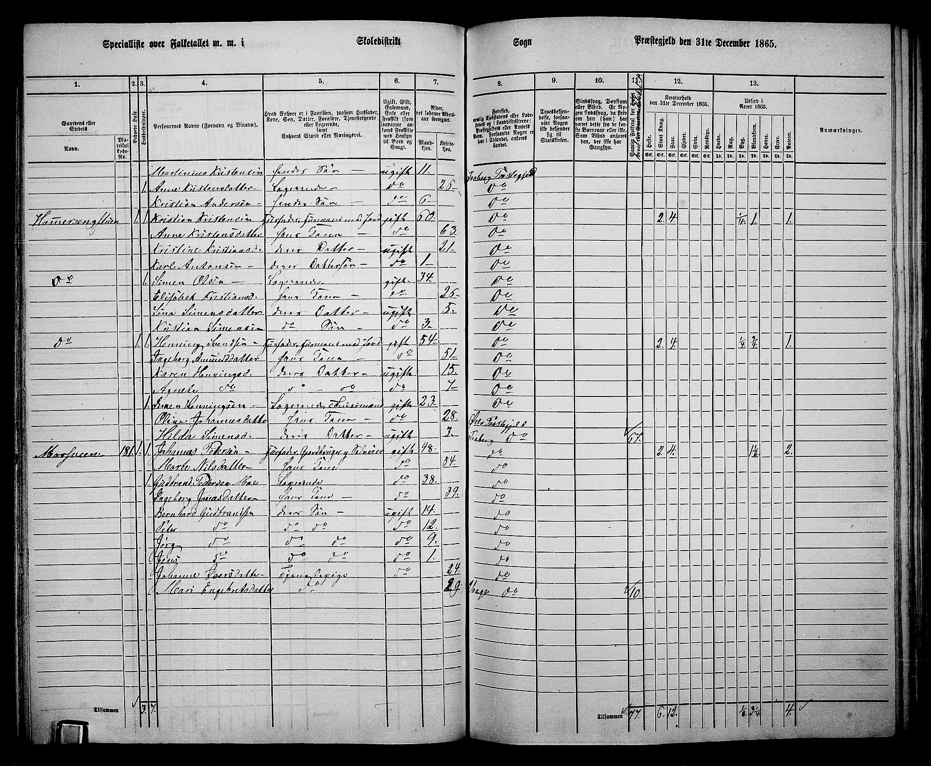 RA, Folketelling 1865 for 0524L Fåberg prestegjeld, Fåberg sokn og Lillehammer landsokn, 1865, s. 118