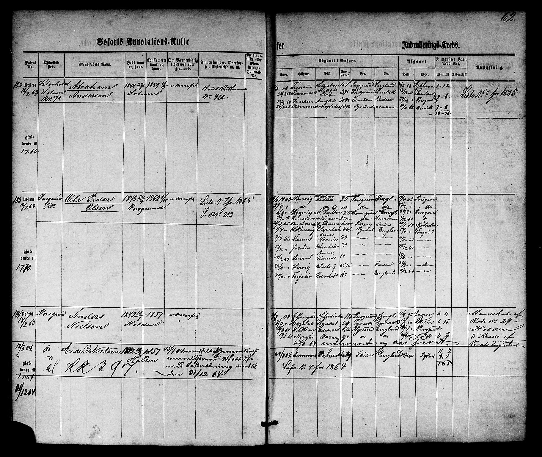 Porsgrunn innrulleringskontor, AV/SAKO-A-829/F/Fb/L0003: Annotasjonsrulle, 1860-1870, s. 90