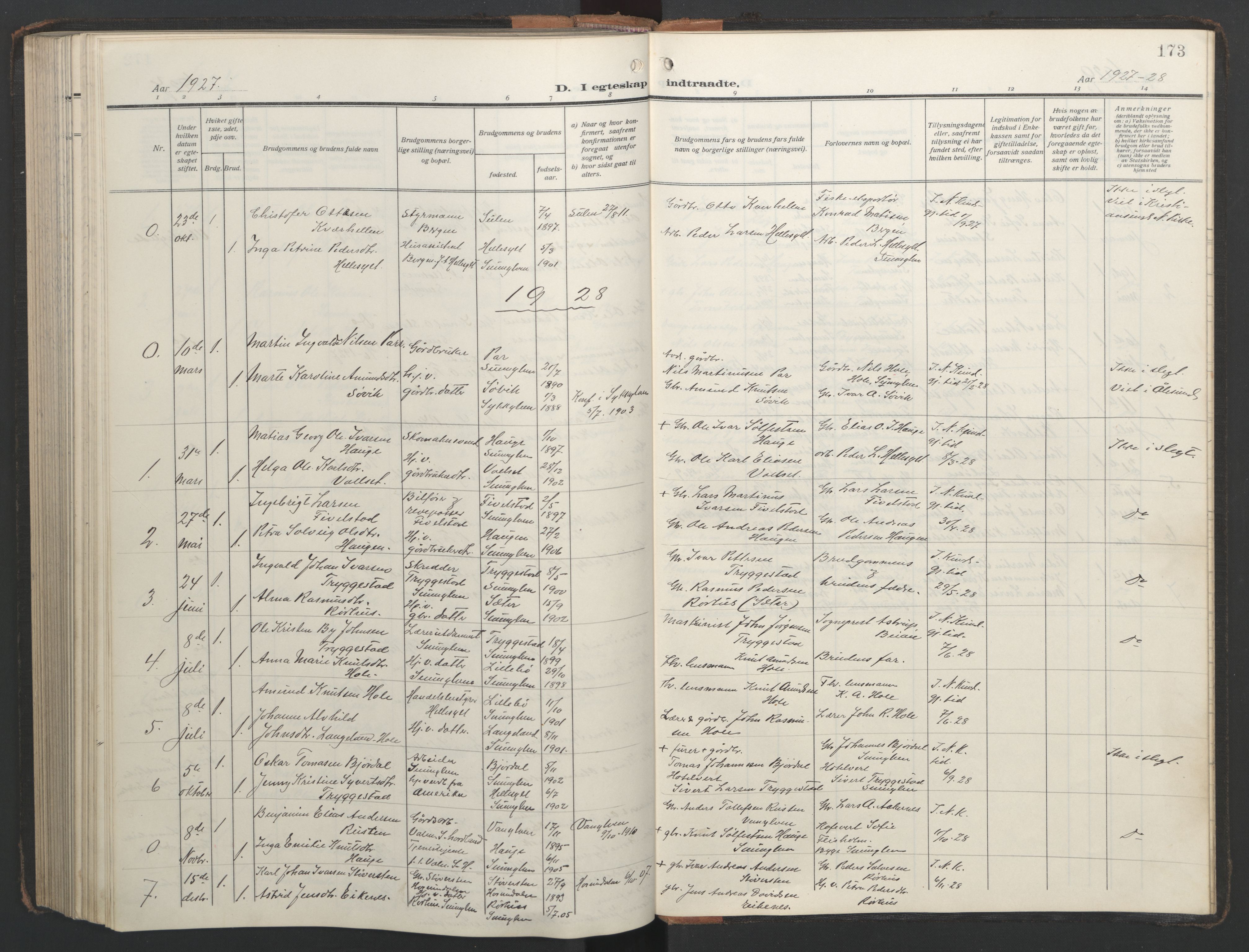 Ministerialprotokoller, klokkerbøker og fødselsregistre - Møre og Romsdal, SAT/A-1454/517/L0232: Klokkerbok nr. 517C05, 1910-1946, s. 173