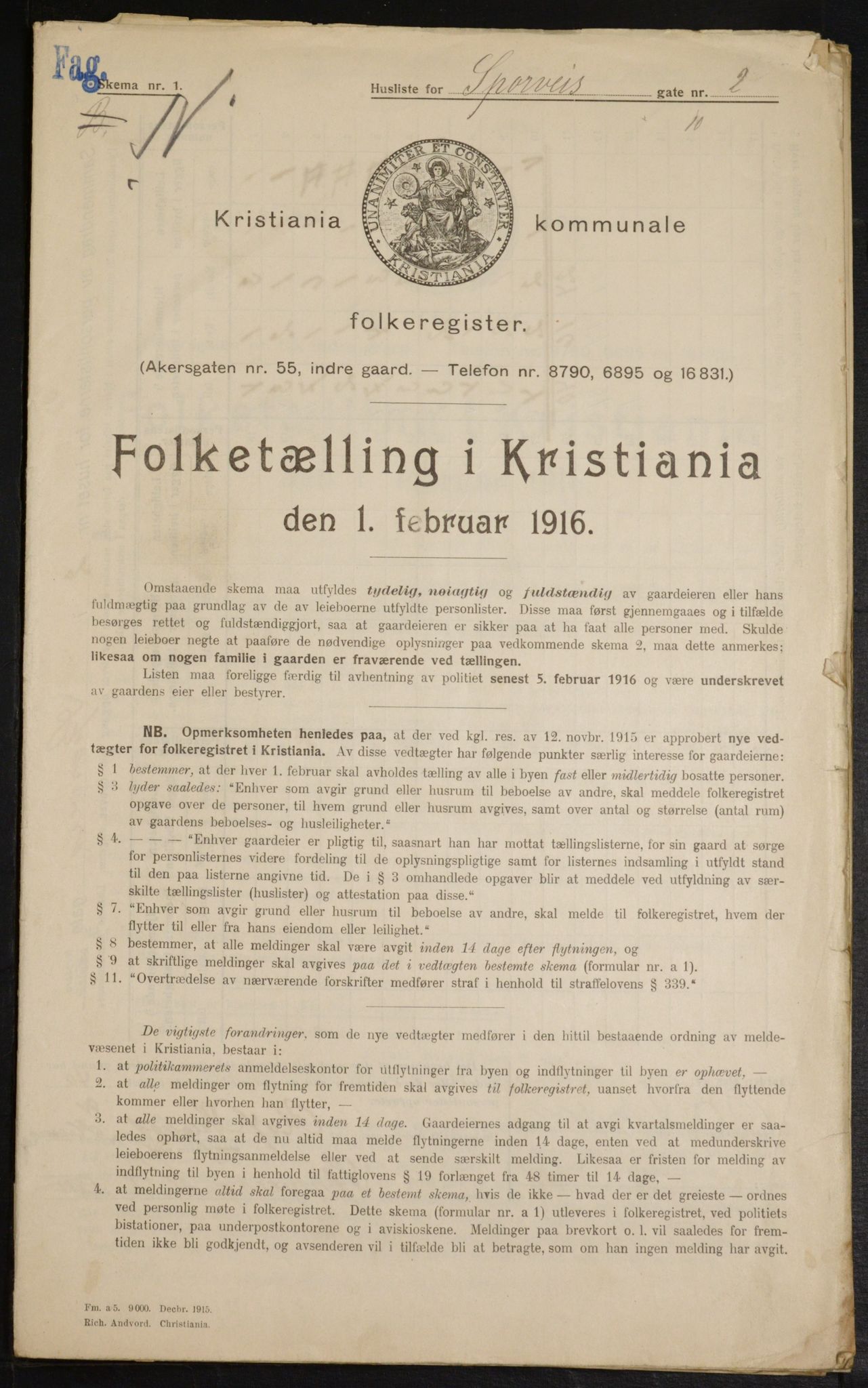 OBA, Kommunal folketelling 1.2.1916 for Kristiania, 1916, s. 103010