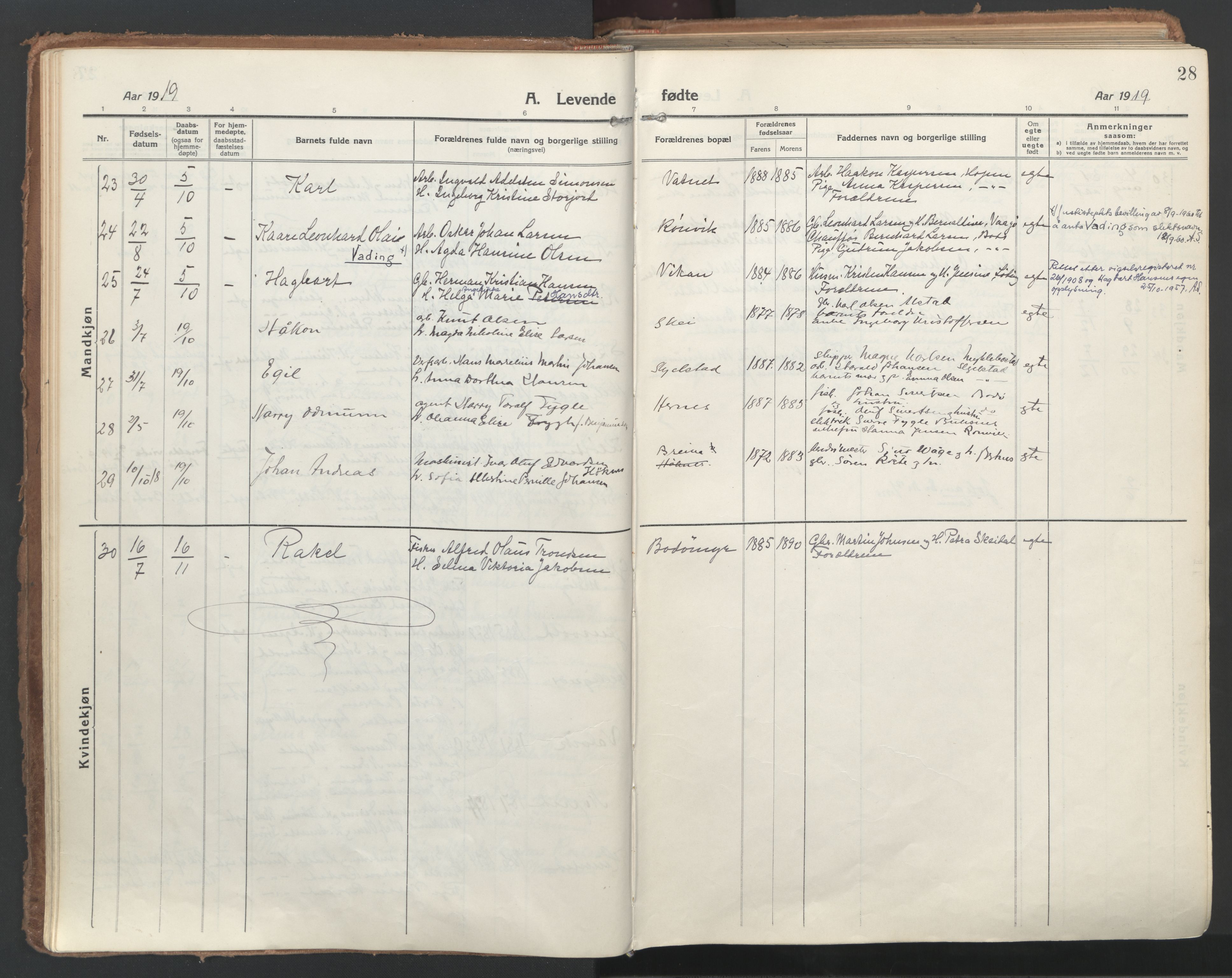 Ministerialprotokoller, klokkerbøker og fødselsregistre - Nordland, AV/SAT-A-1459/802/L0060: Ministerialbok nr. 802A07, 1916-1933, s. 28