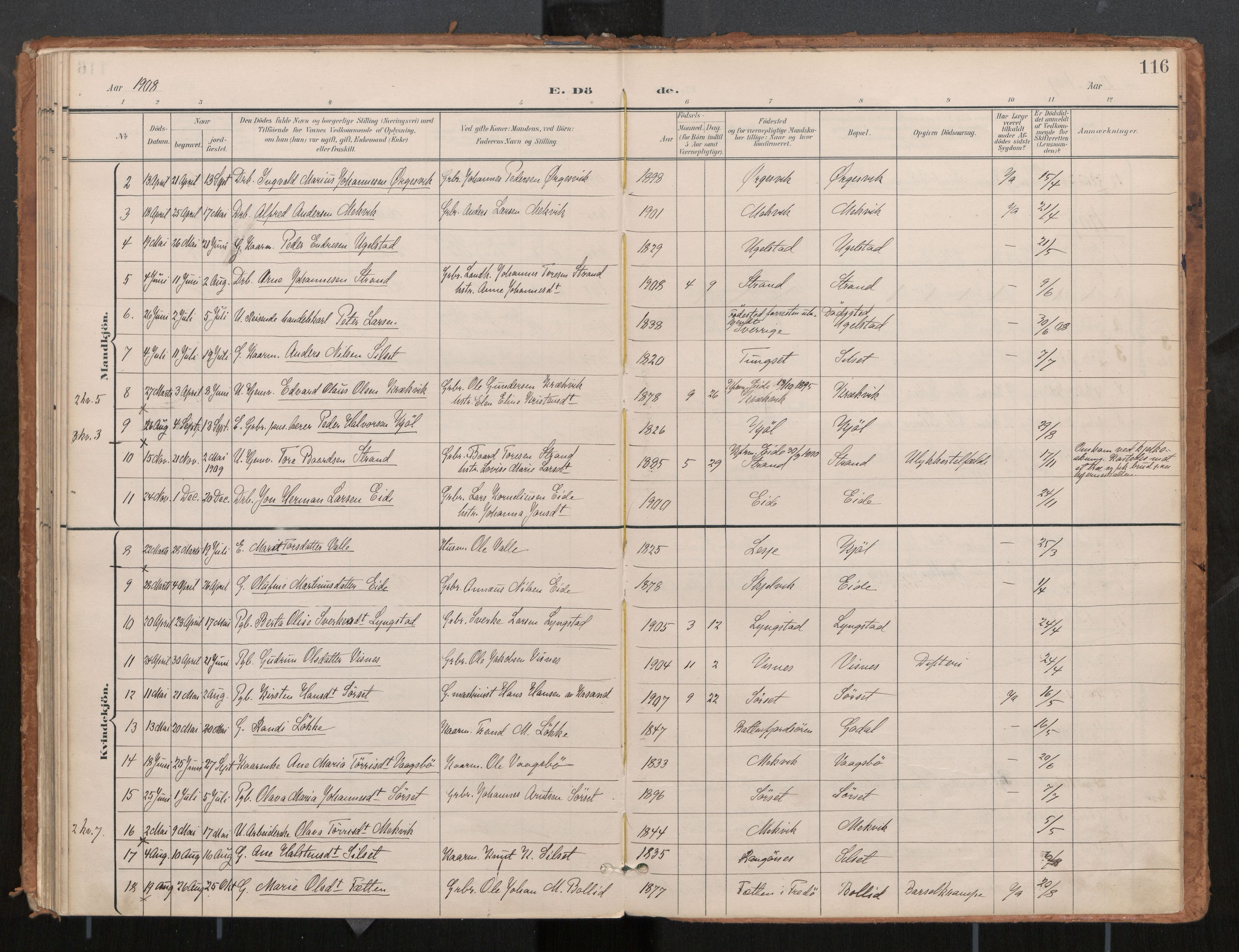 Ministerialprotokoller, klokkerbøker og fødselsregistre - Møre og Romsdal, AV/SAT-A-1454/571/L0836a: Ministerialbok nr. 571A02, 1898-1910, s. 116