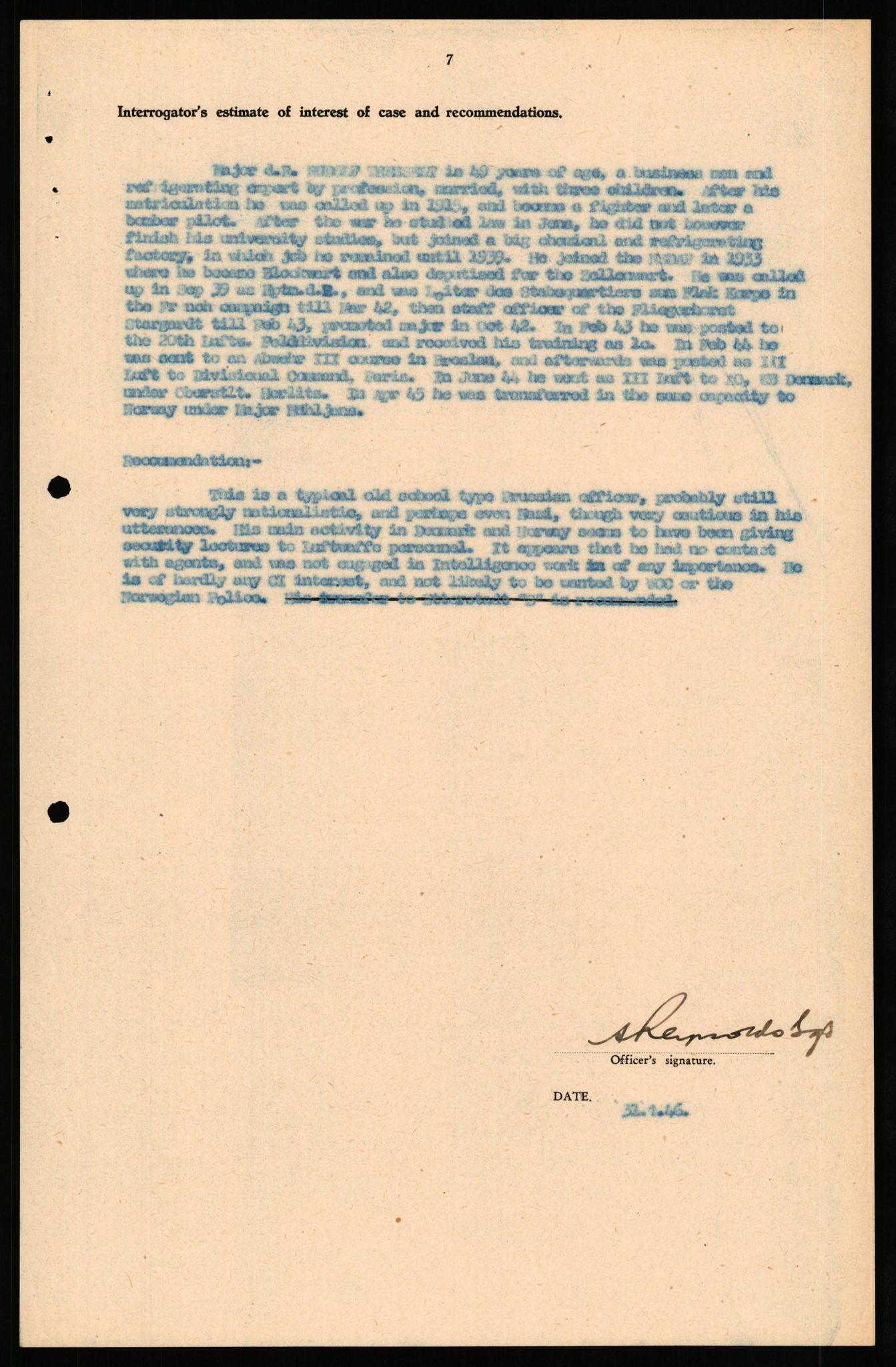 Forsvaret, Forsvarets overkommando II, AV/RA-RAFA-3915/D/Db/L0034: CI Questionaires. Tyske okkupasjonsstyrker i Norge. Tyskere., 1945-1946, s. 79