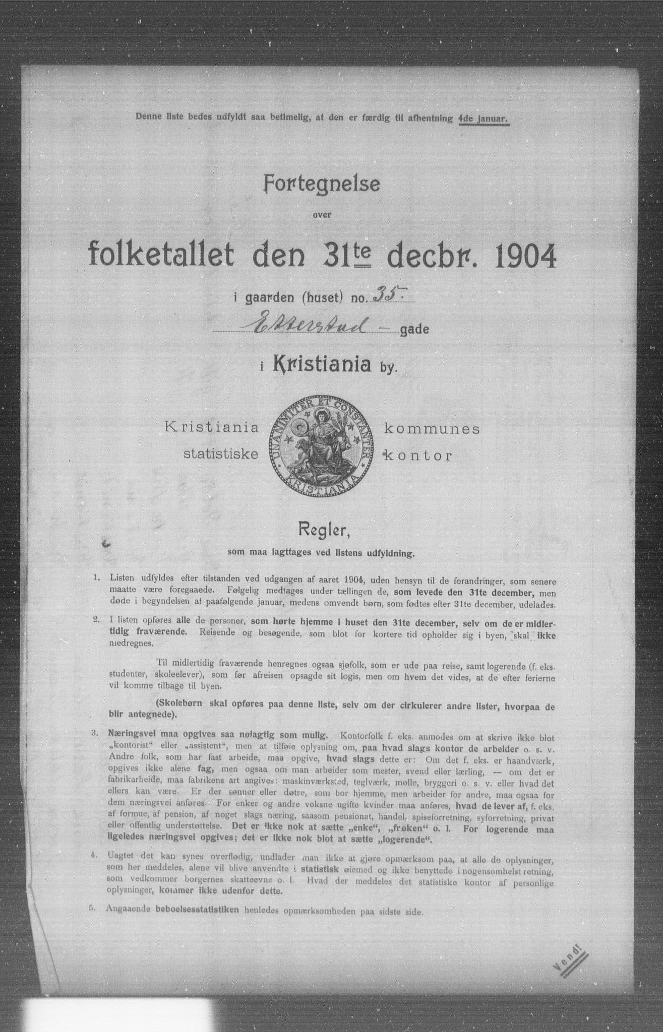 OBA, Kommunal folketelling 31.12.1904 for Kristiania kjøpstad, 1904, s. 4617