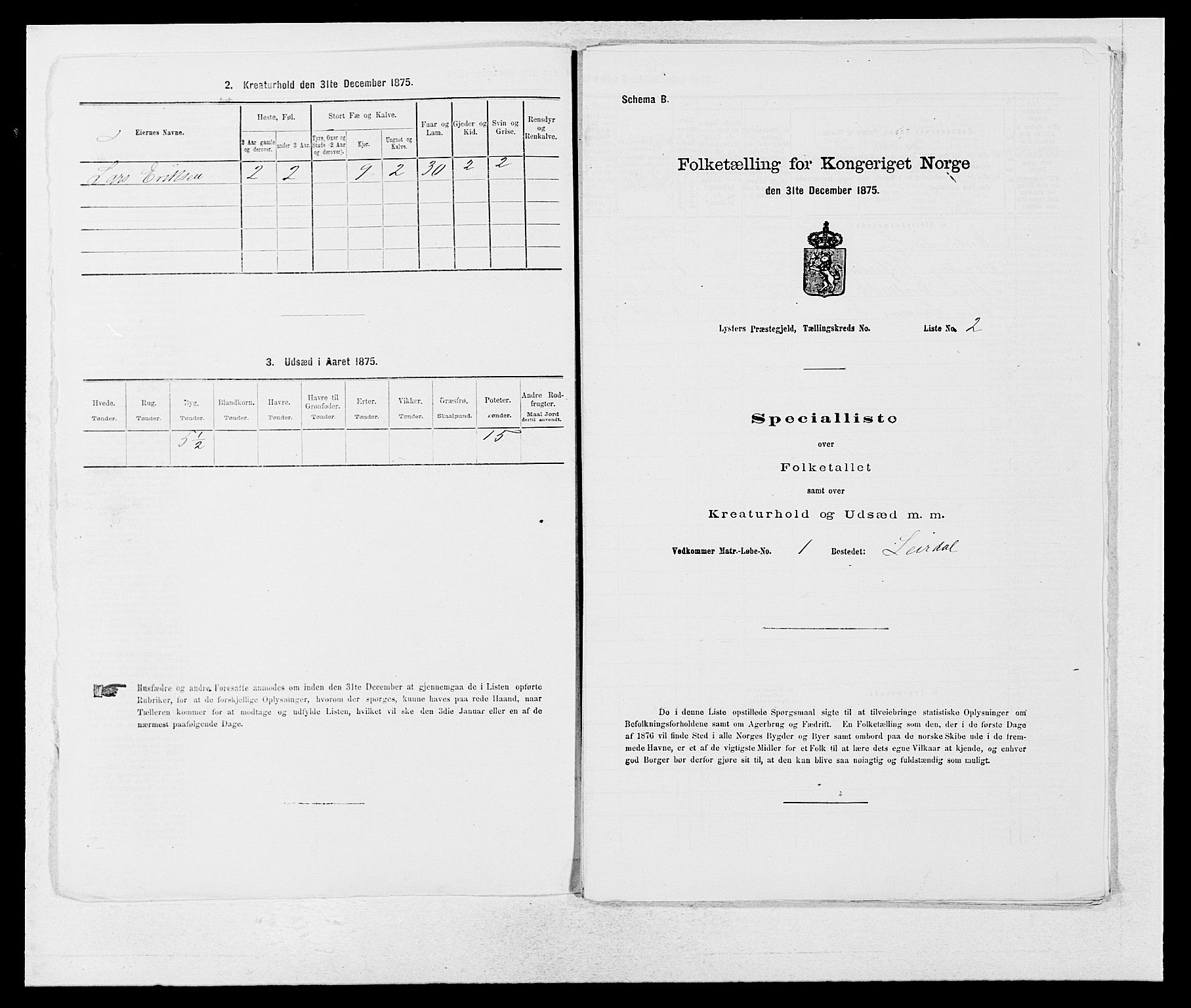 SAB, Folketelling 1875 for 1426P Luster prestegjeld, 1875, s. 1287