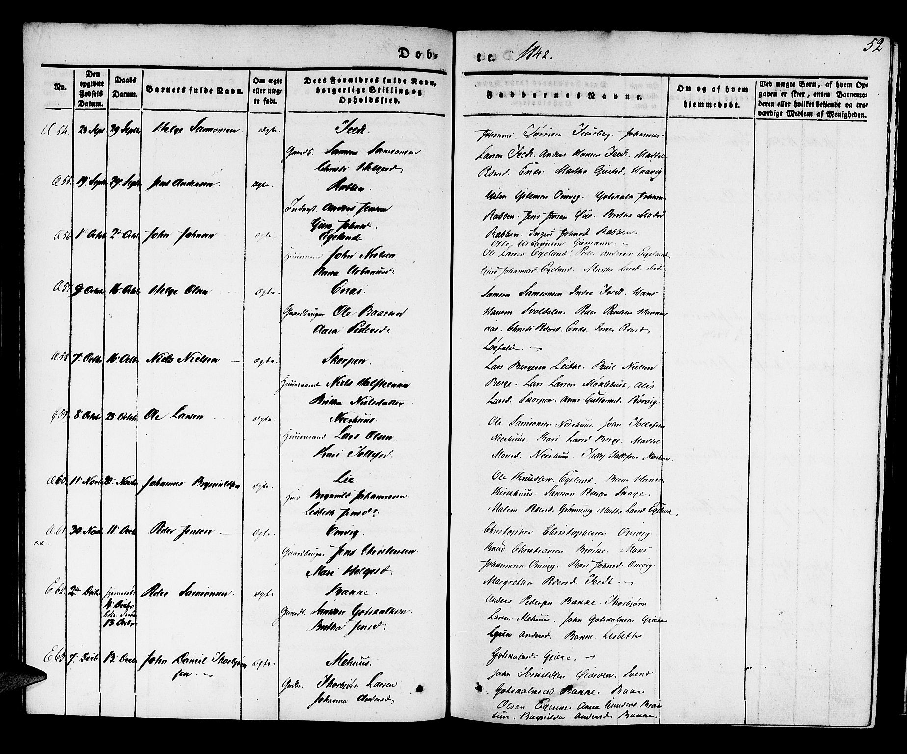 Kvinnherad sokneprestembete, AV/SAB-A-76401/H/Haa: Ministerialbok nr. A 6, 1835-1843, s. 52