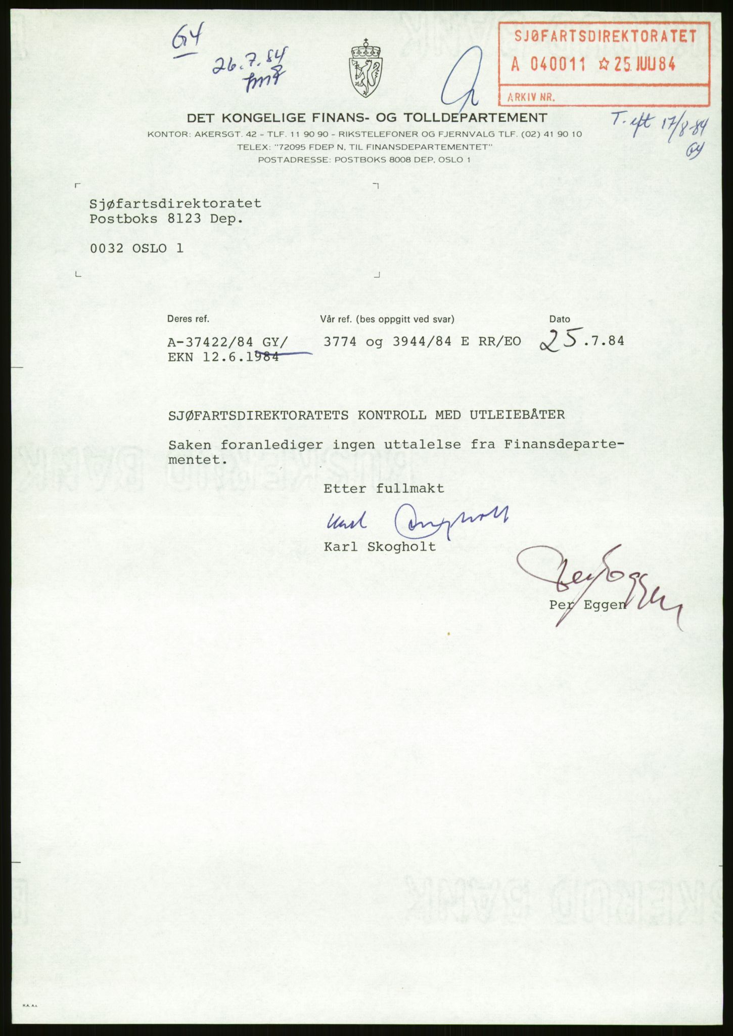 Sjøfartsdirektoratet med forløpere, generelt arkiv, AV/RA-S-1407/D/Du/Duc/L0642/0001: Skipskontrollen - Forskrifter / Forskrift om utleiebåter (2 mapper), 1978-1987, s. 455