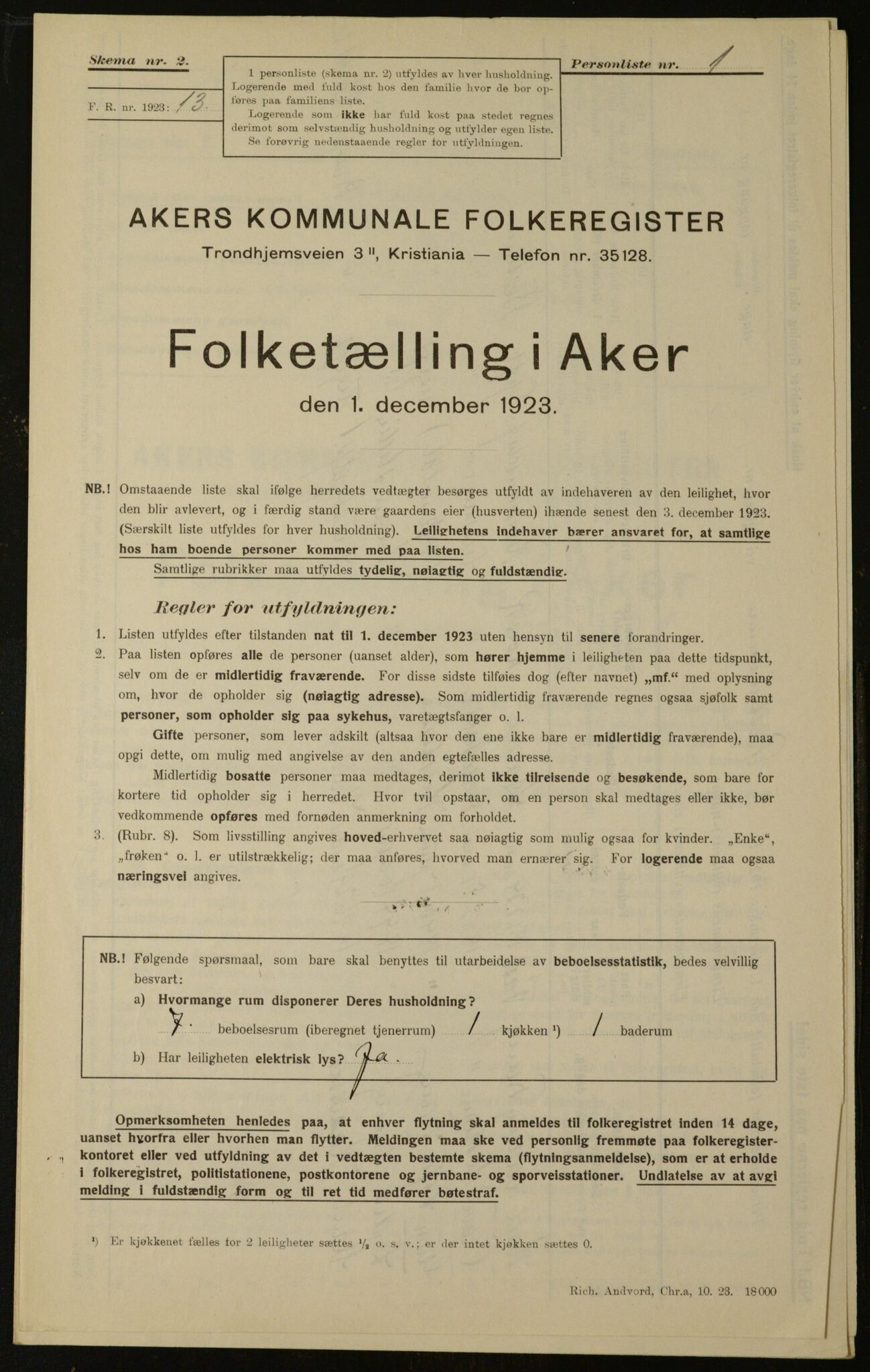 , Kommunal folketelling 1.12.1923 for Aker, 1923, s. 68