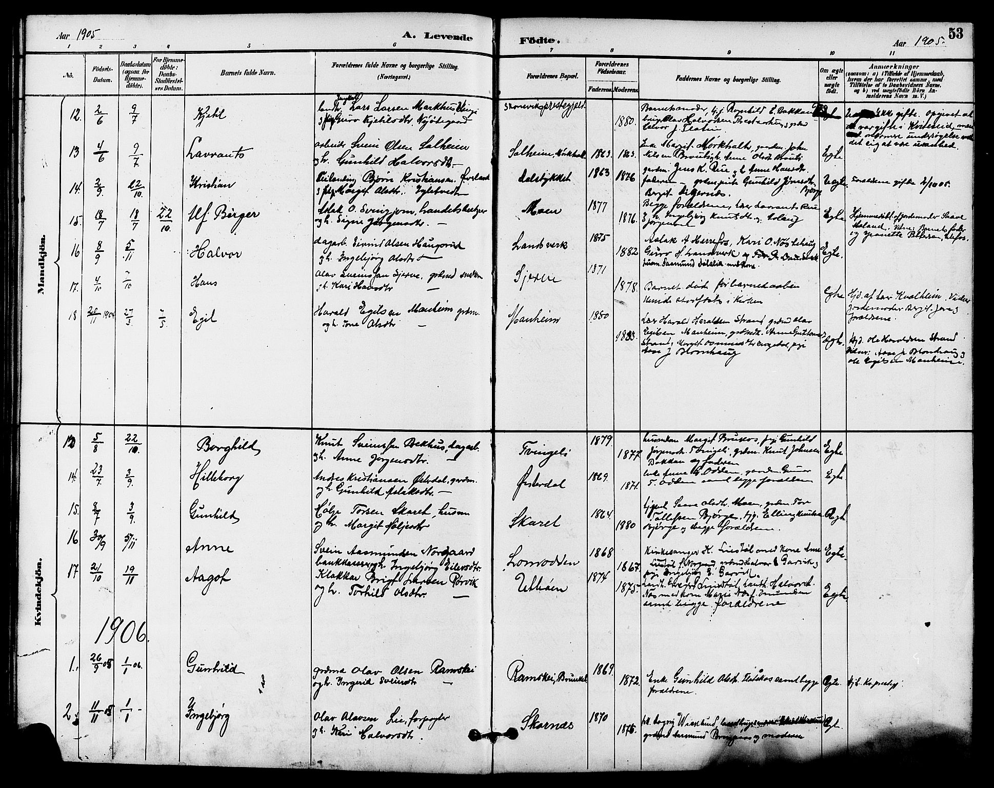 Seljord kirkebøker, AV/SAKO-A-20/G/Ga/L0005: Klokkerbok nr. I 5, 1887-1914, s. 53
