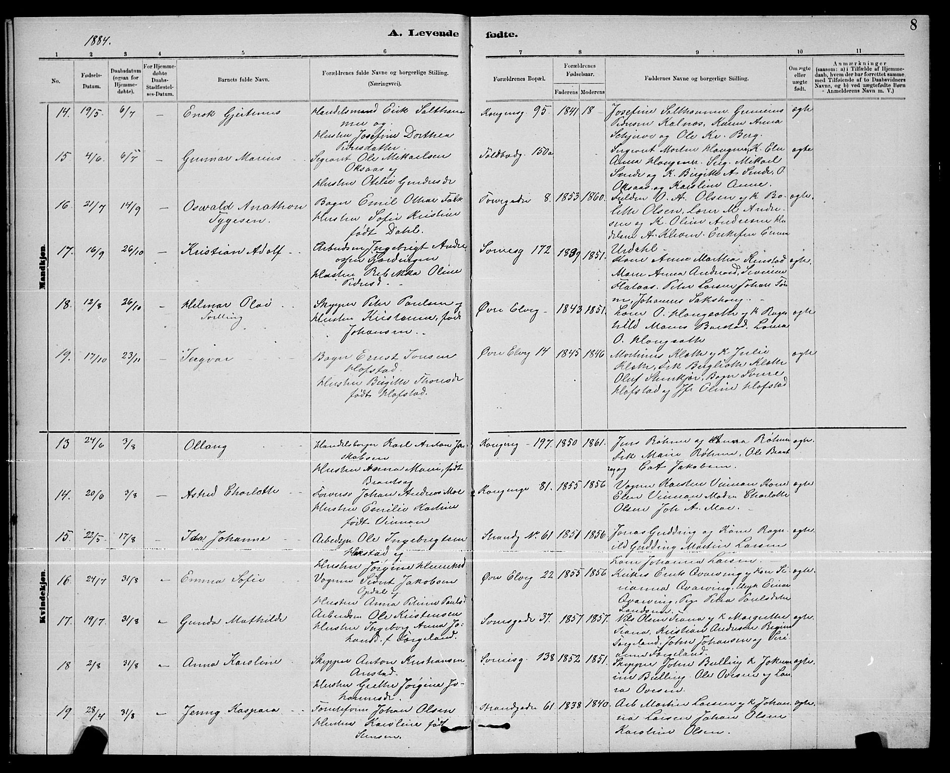 Ministerialprotokoller, klokkerbøker og fødselsregistre - Nord-Trøndelag, AV/SAT-A-1458/739/L0374: Klokkerbok nr. 739C02, 1883-1898, s. 8