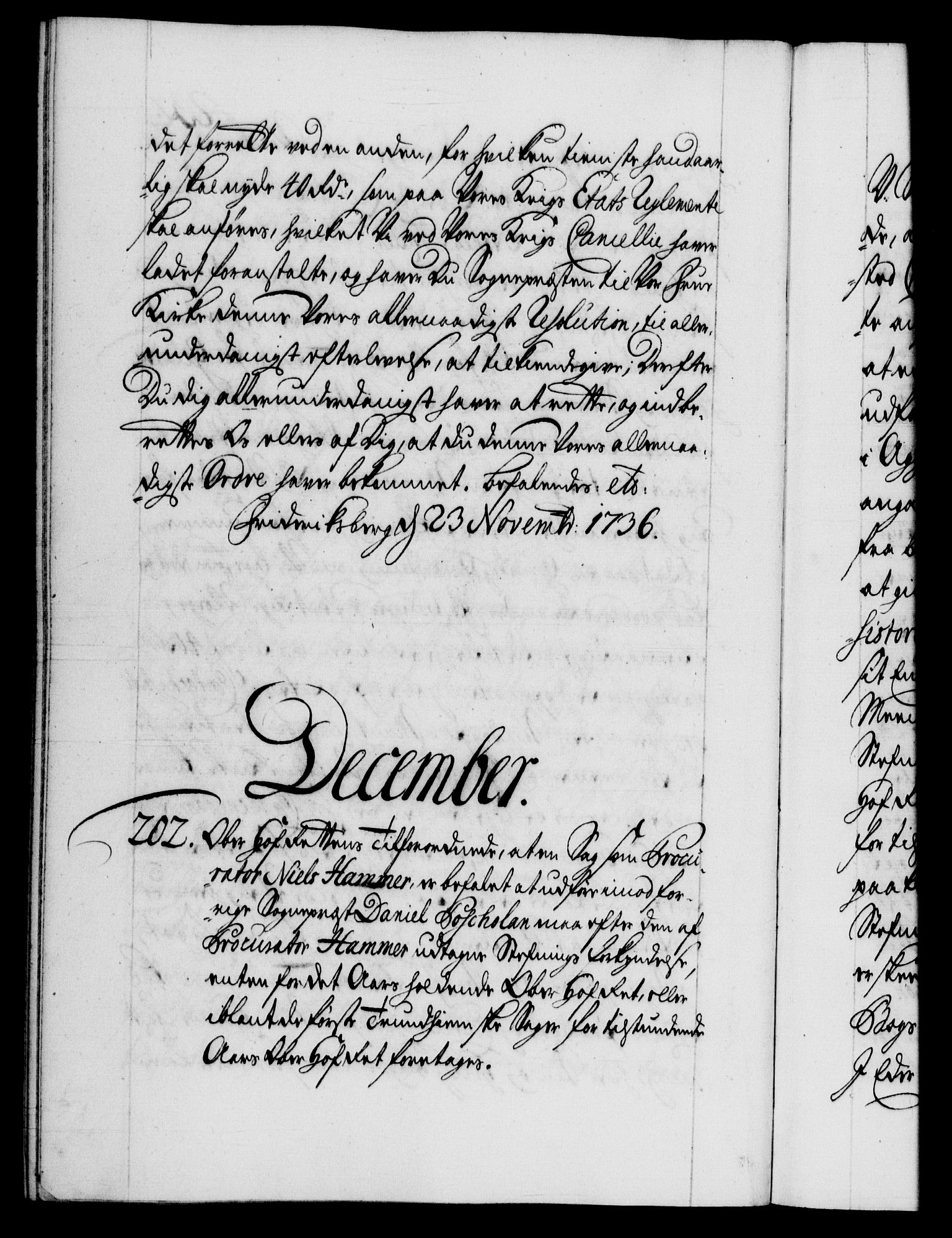 Danske Kanselli 1572-1799, RA/EA-3023/F/Fc/Fca/Fcab/L0027: Norske tegnelser, 1736-1737, s. 232b