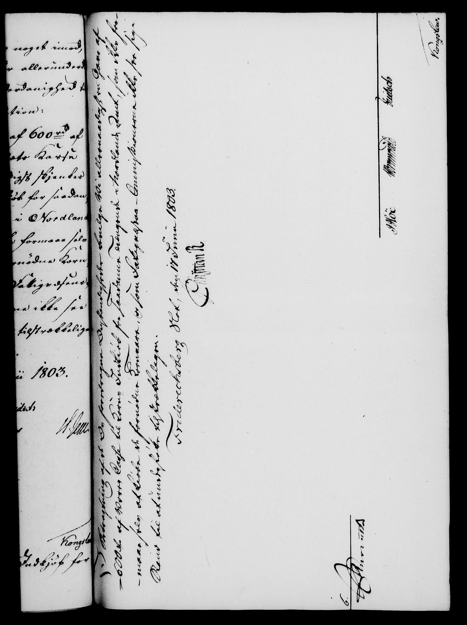 Rentekammeret, Kammerkanselliet, RA/EA-3111/G/Gf/Gfa/L0085: Norsk relasjons- og resolusjonsprotokoll (merket RK 52.85), 1803, s. 565