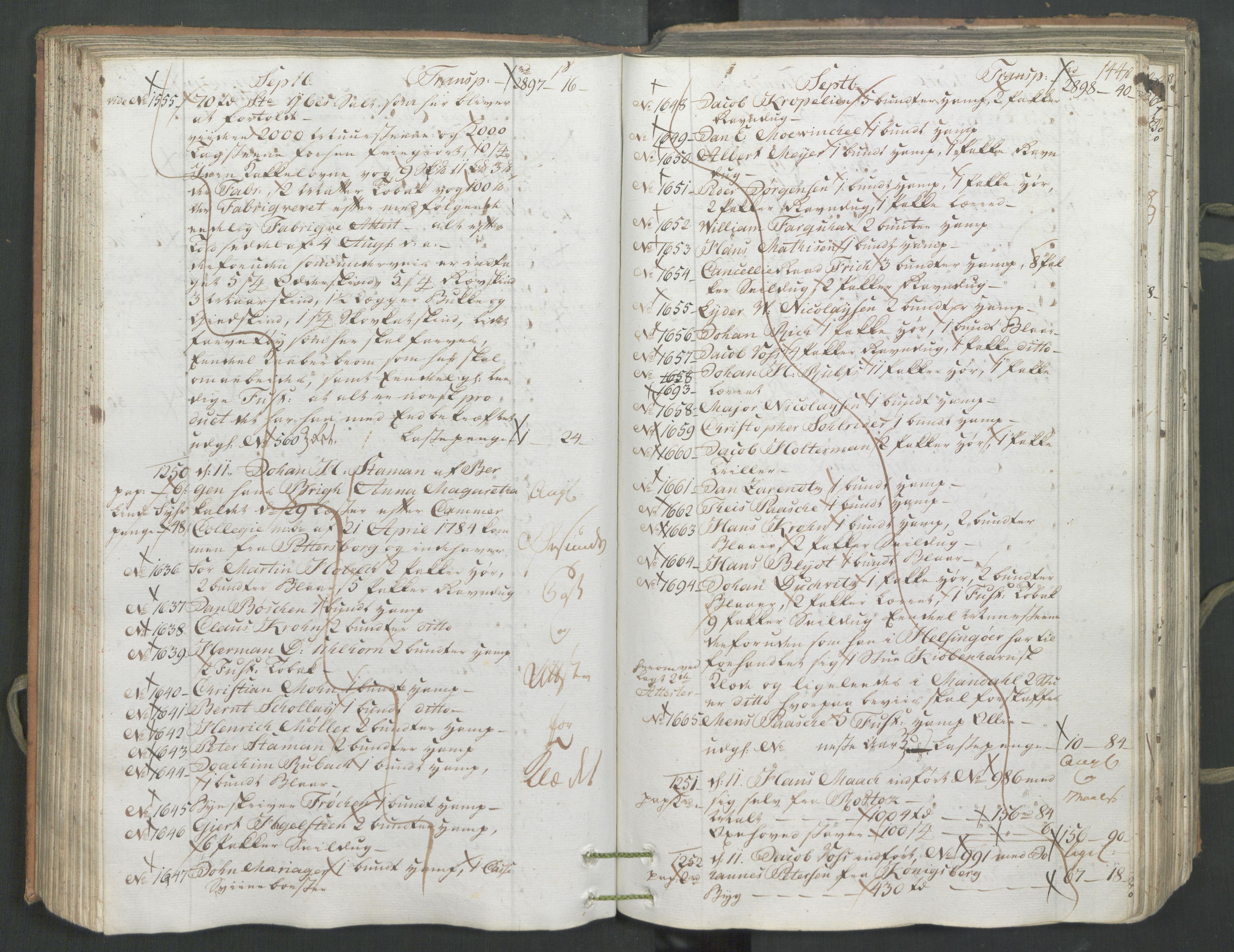 Generaltollkammeret, tollregnskaper, AV/RA-EA-5490/R26/L0222/0001: Tollregnskaper Bergen A / Inngående hovedtollbok, 1786, s. 143b-144a