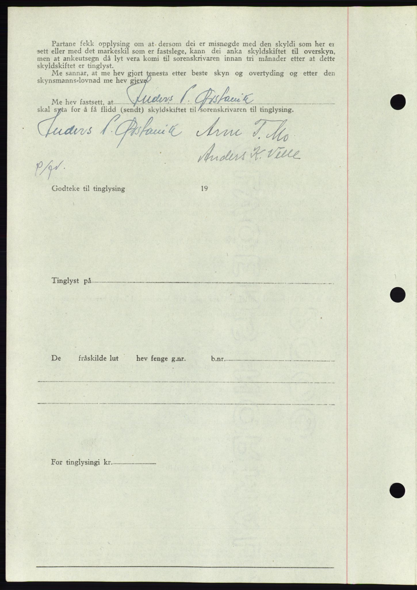 Søre Sunnmøre sorenskriveri, AV/SAT-A-4122/1/2/2C/L0078: Pantebok nr. 4A, 1946-1946, Dagboknr: 400/1946