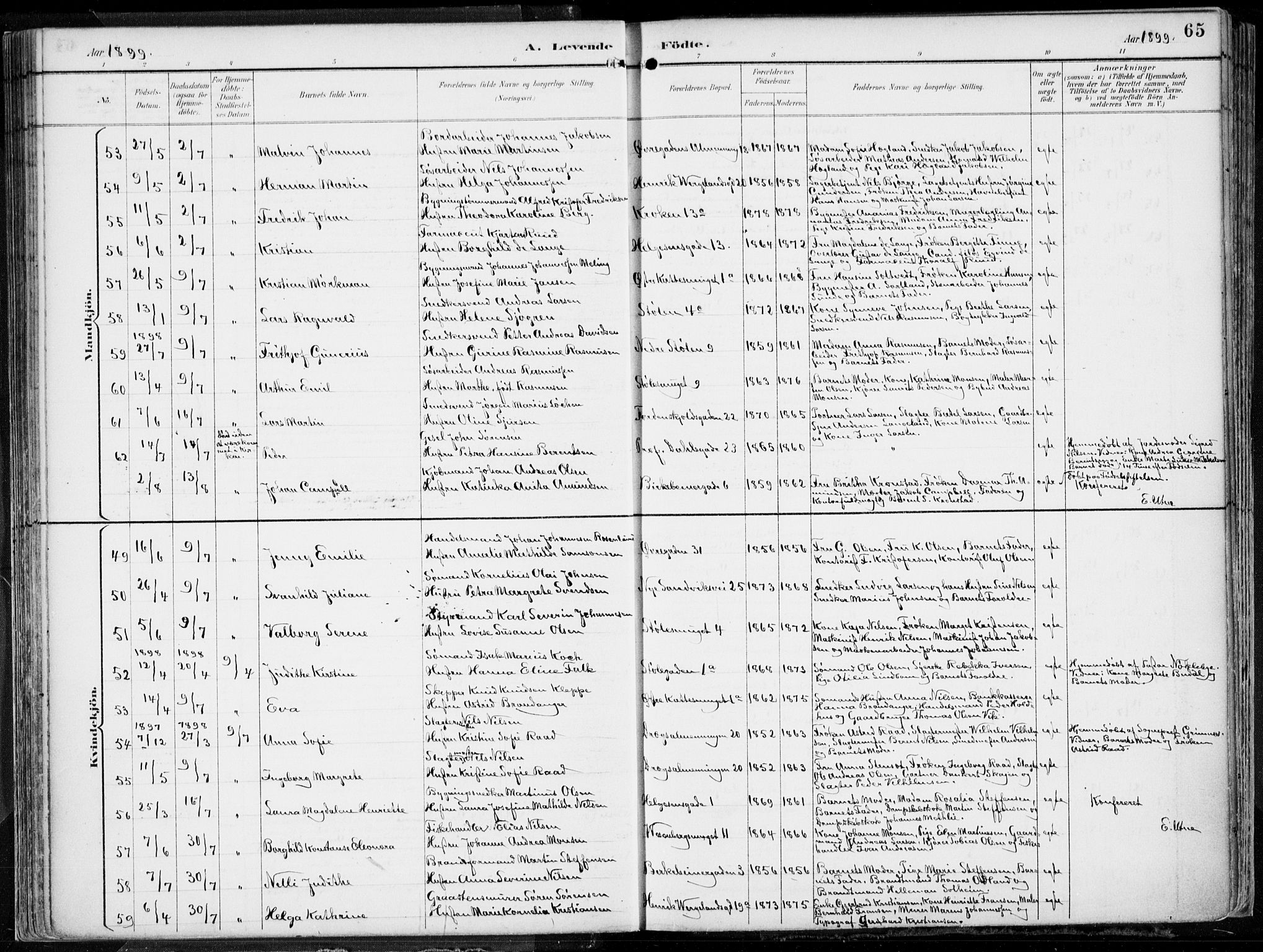Mariakirken Sokneprestembete, AV/SAB-A-76901/H/Hab/L0005: Klokkerbok nr. A 5, 1893-1913, s. 65