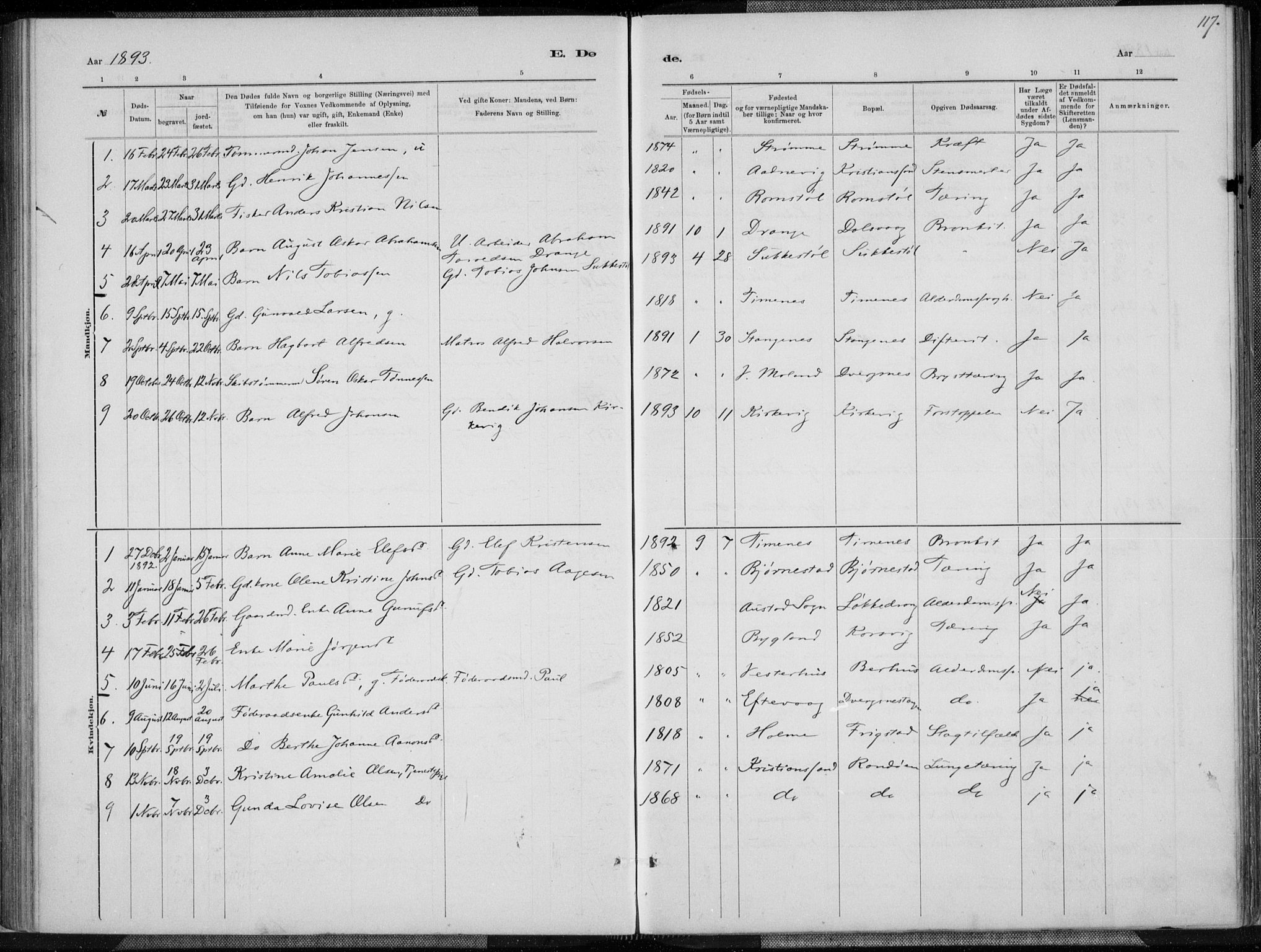Oddernes sokneprestkontor, SAK/1111-0033/F/Fa/Fab/L0002: Ministerialbok nr. A 2, 1884-1903, s. 117