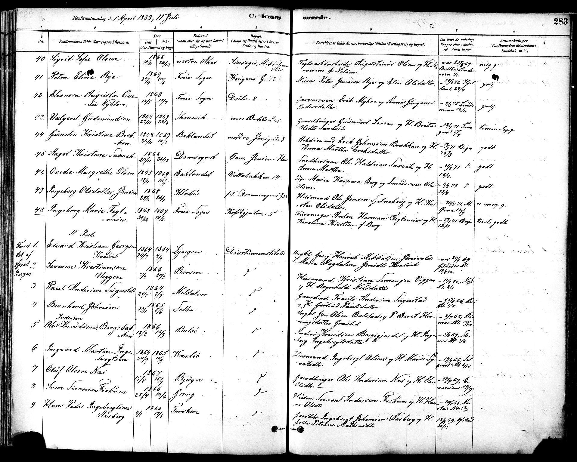 Ministerialprotokoller, klokkerbøker og fødselsregistre - Sør-Trøndelag, SAT/A-1456/601/L0057: Ministerialbok nr. 601A25, 1877-1891, s. 283