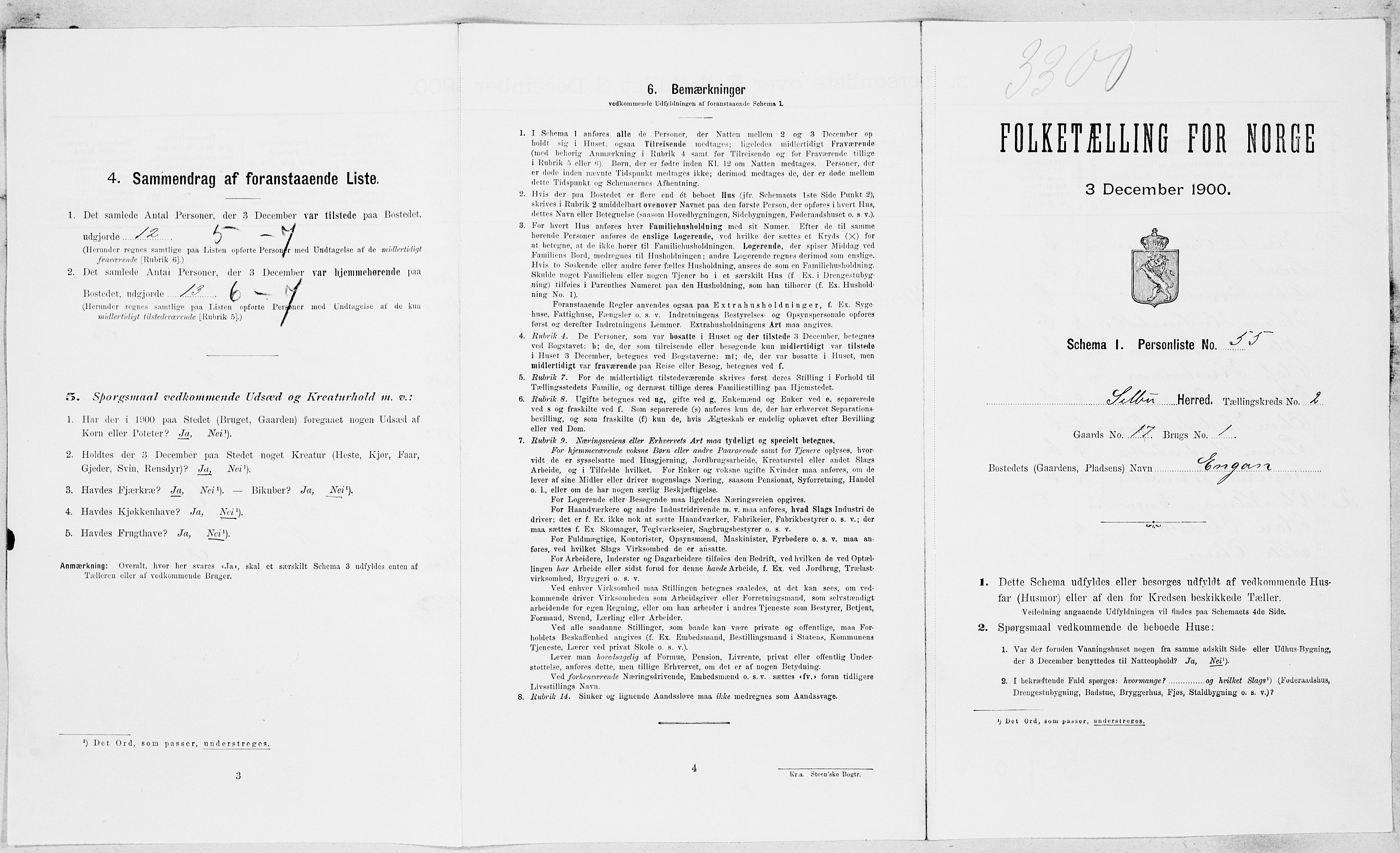 SAT, Folketelling 1900 for 1664 Selbu herred, 1900, s. 182