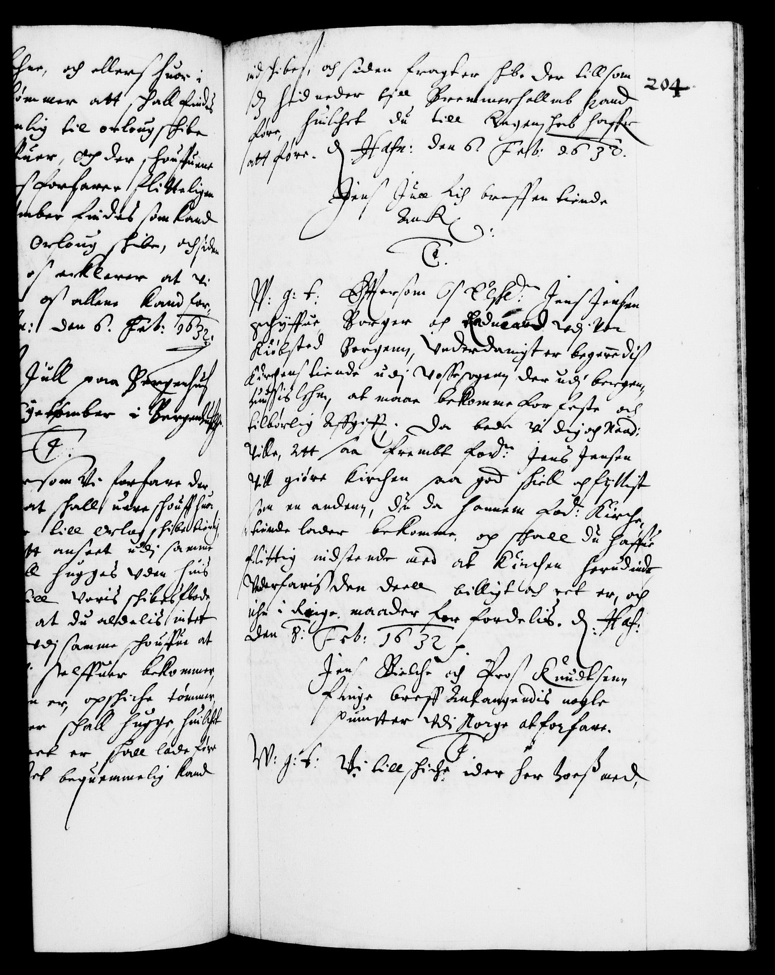Danske Kanselli 1572-1799, AV/RA-EA-3023/F/Fc/Fca/Fcab/L0005: Norske tegnelser (mikrofilm), 1628-1633, s. 204a