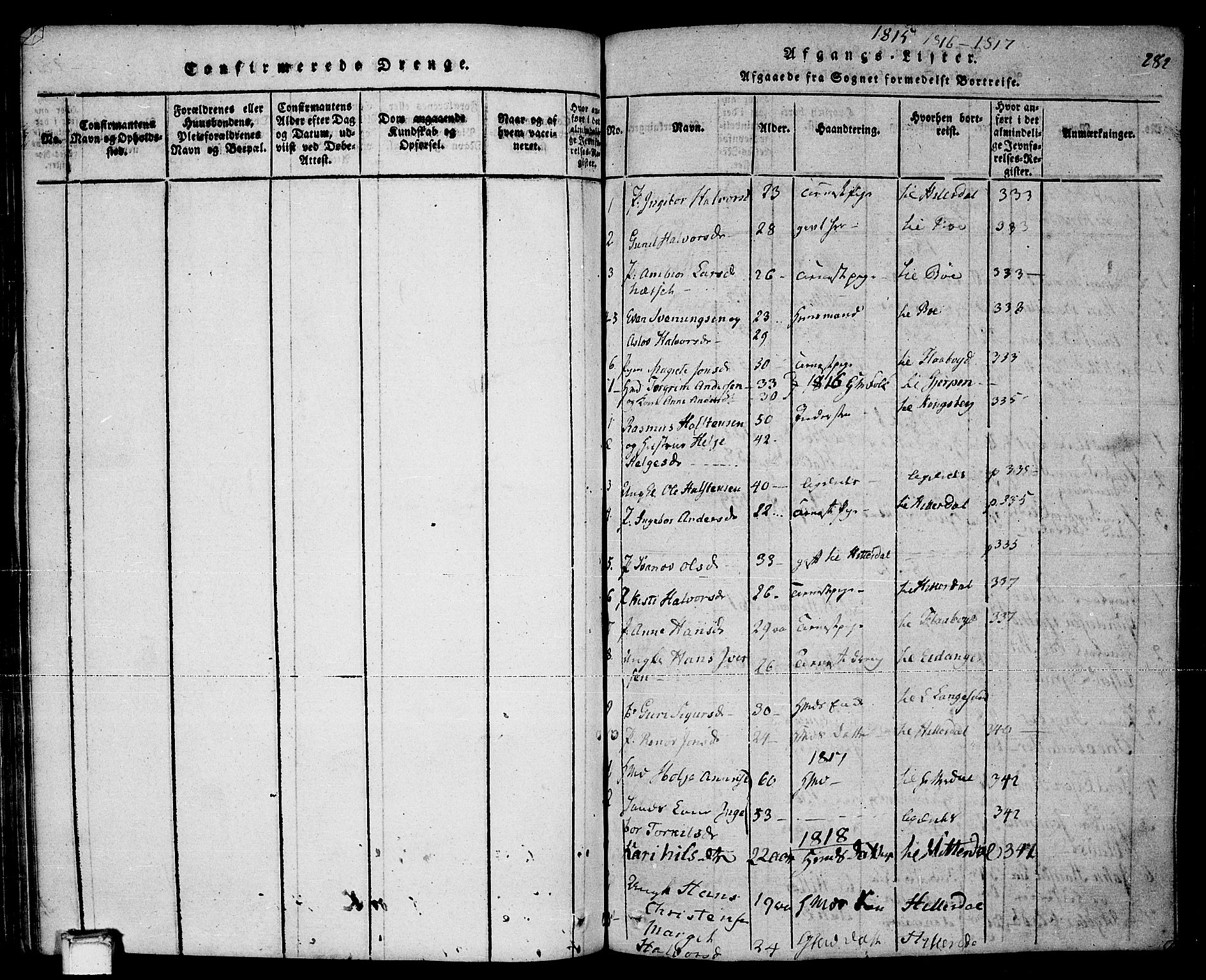 Sauherad kirkebøker, AV/SAKO-A-298/F/Fa/L0005: Ministerialbok nr. I 5, 1815-1829, s. 282