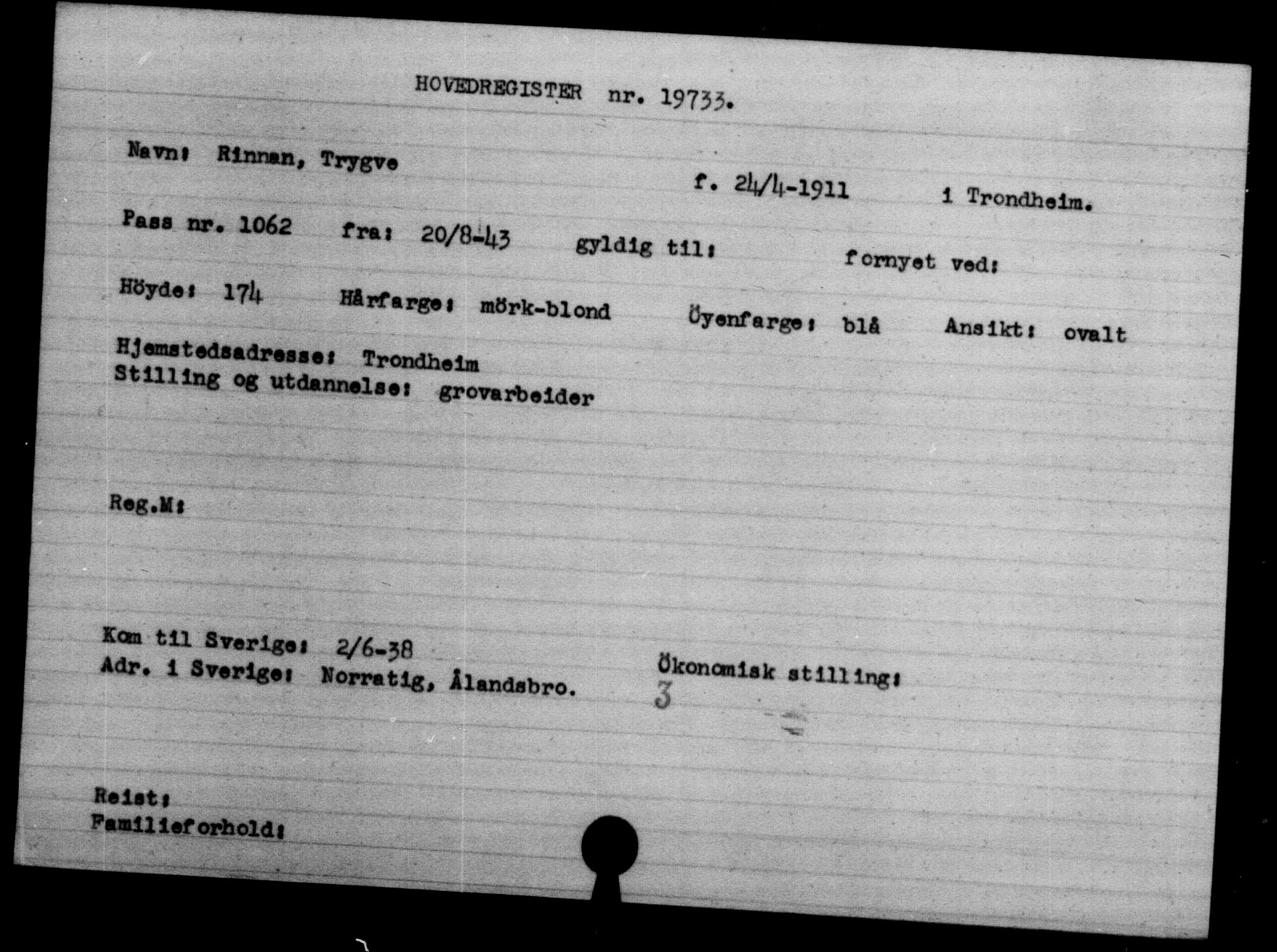 Den Kgl. Norske Legasjons Flyktningskontor, AV/RA-S-6753/V/Va/L0009: Kjesäterkartoteket.  Flyktningenr. 18502-22048, 1940-1945, s. 1389