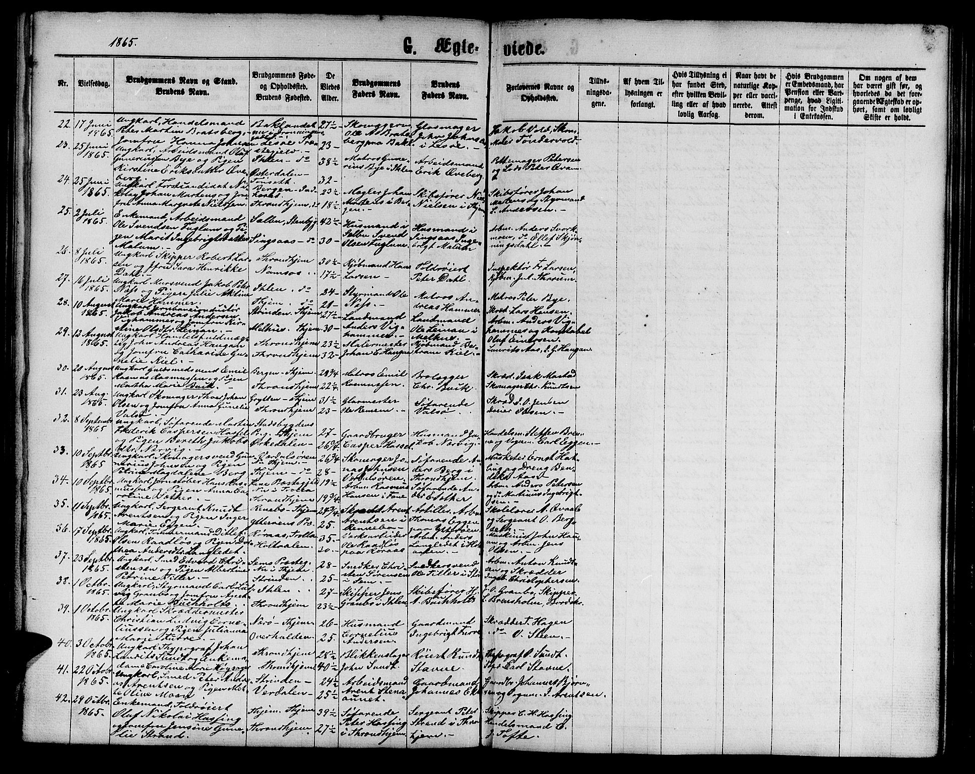 Ministerialprotokoller, klokkerbøker og fødselsregistre - Sør-Trøndelag, AV/SAT-A-1456/602/L0141: Klokkerbok nr. 602C09, 1865-1877