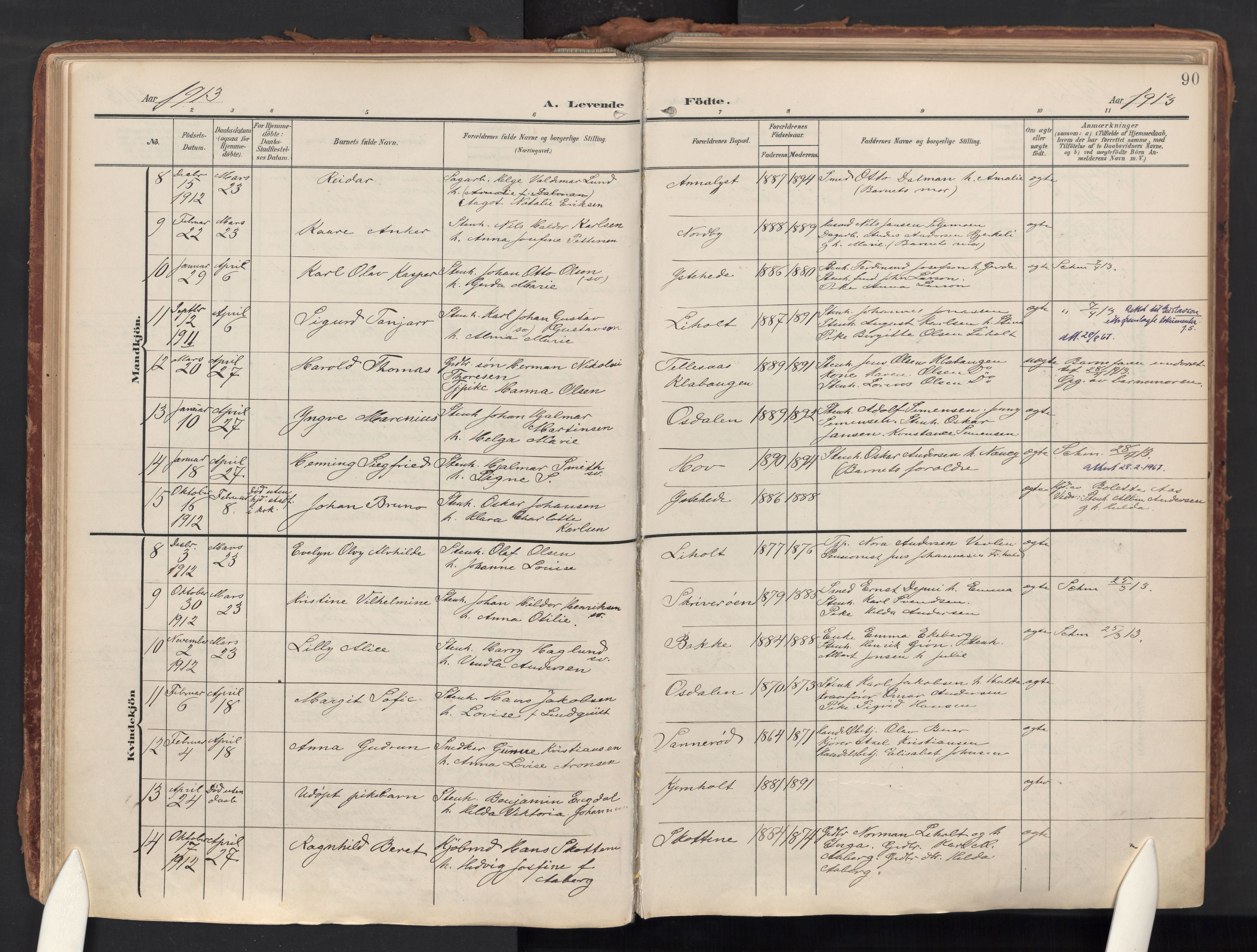 Idd prestekontor Kirkebøker, AV/SAO-A-10911/F/Fc/L0007: Ministerialbok nr. III 7, 1904-1925, s. 90