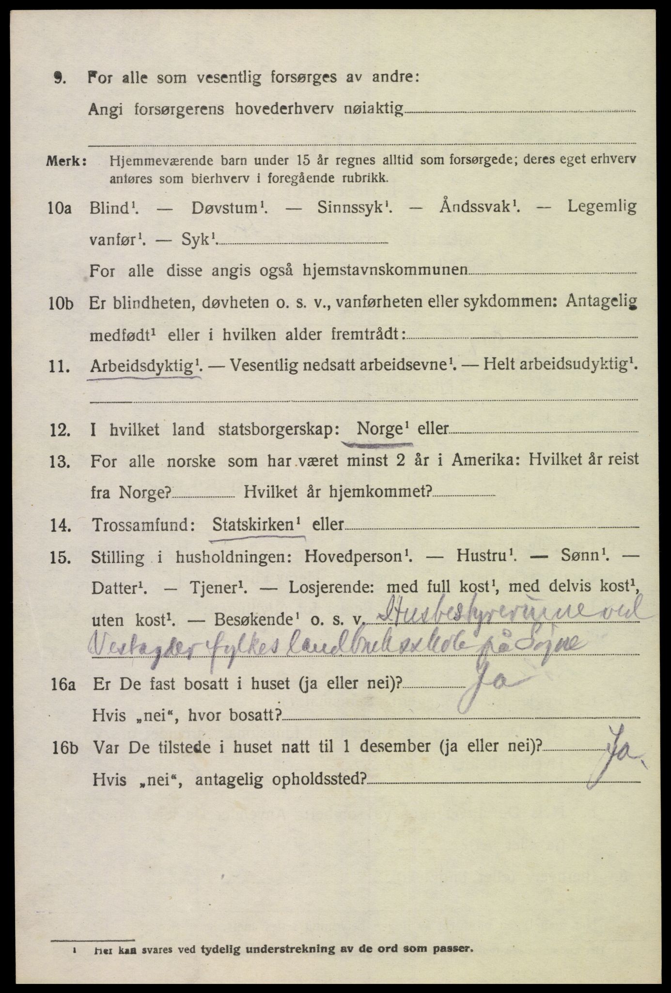 SAK, Folketelling 1920 for 1018 Søgne herred, 1920, s. 2192