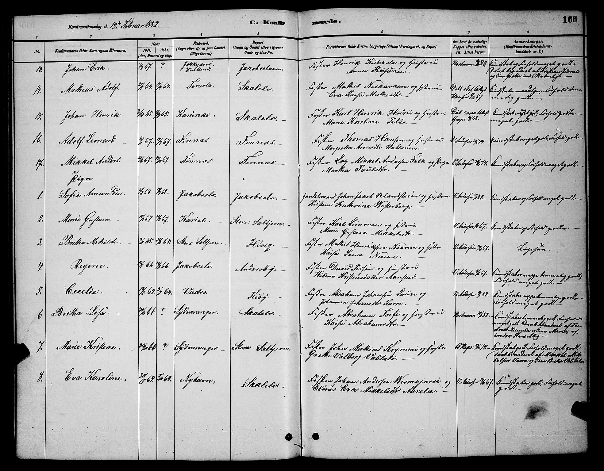 Vadsø sokneprestkontor, AV/SATØ-S-1325/H/Hb/L0003klokker: Klokkerbok nr. 3, 1881-1901, s. 166