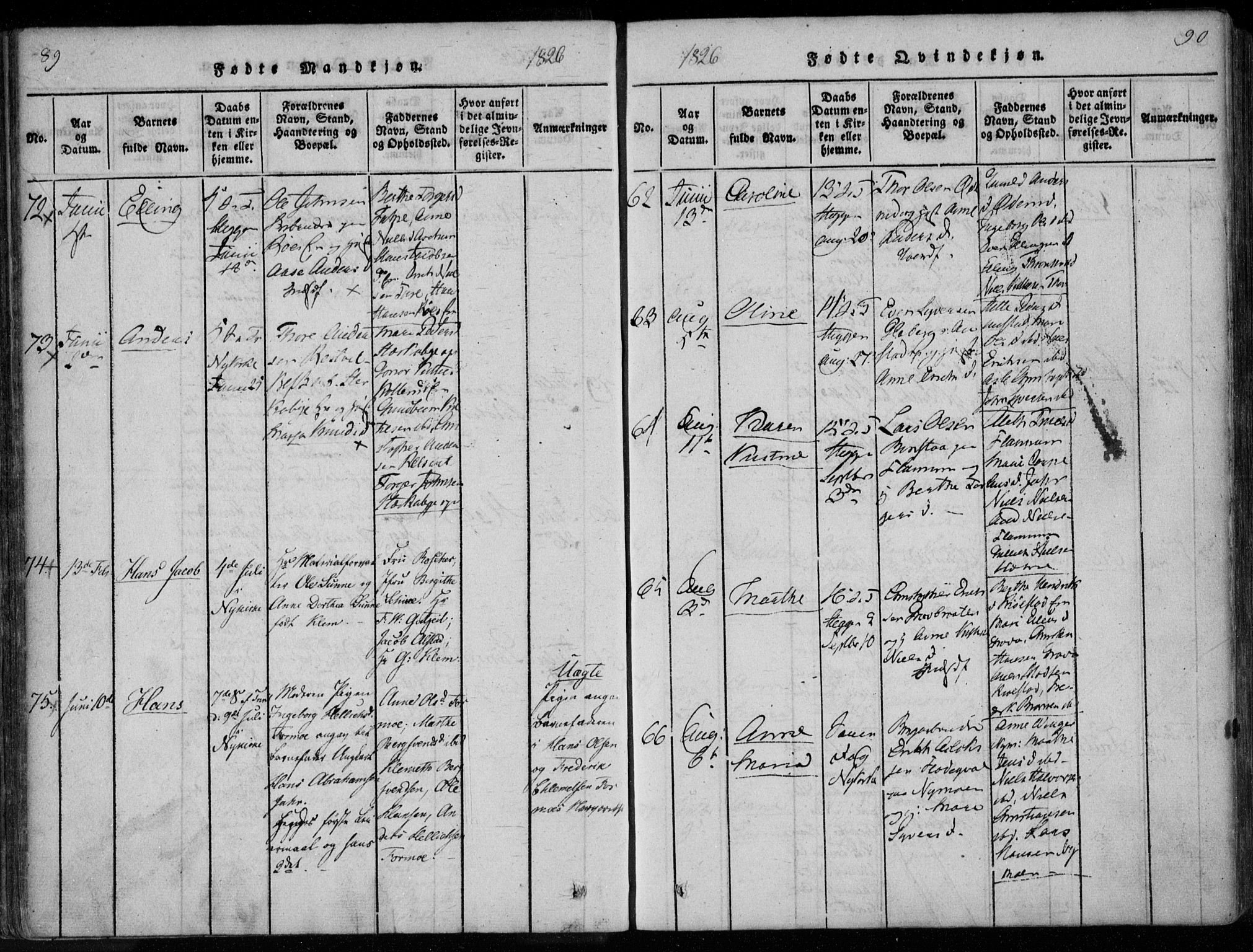 Modum kirkebøker, AV/SAKO-A-234/F/Fa/L0005: Ministerialbok nr. 5, 1824-1841, s. 89-90