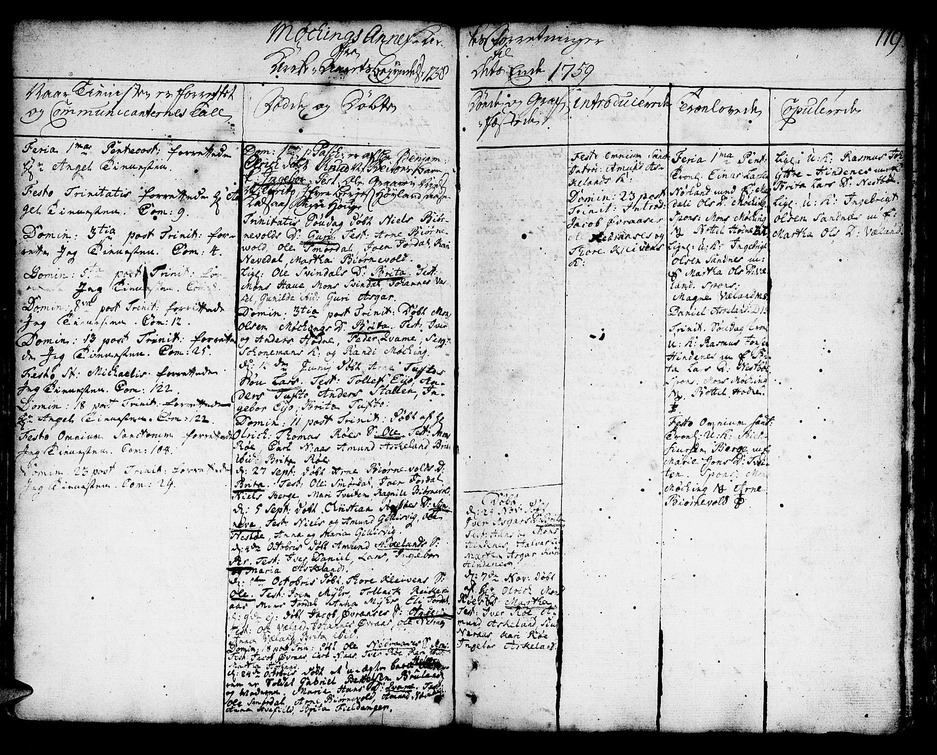Lindås Sokneprestembete, AV/SAB-A-76701/H/Haa/Haaa/L0003: Ministerialbok nr. A 3, 1748-1764, s. 119