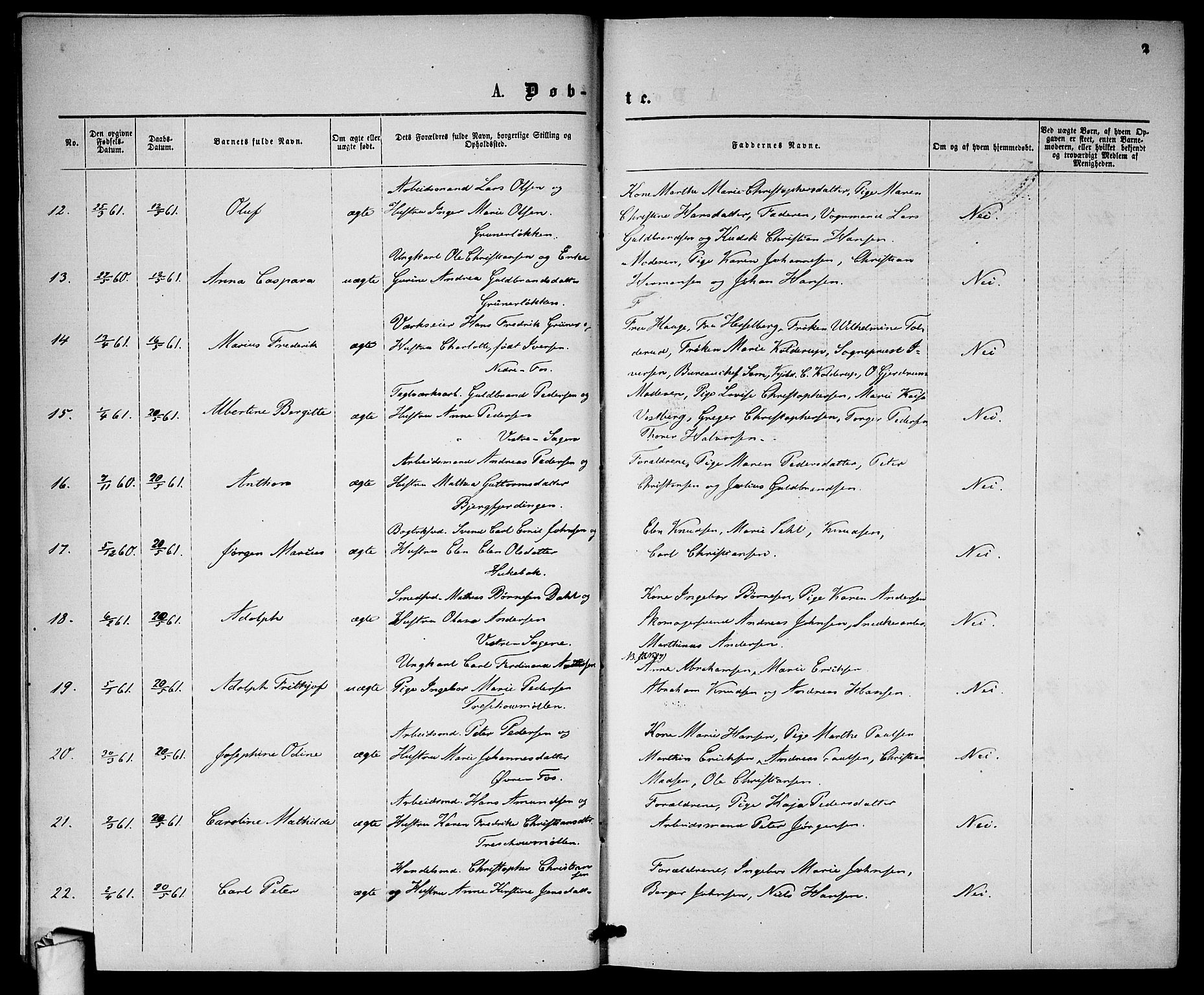 Gamle Aker prestekontor Kirkebøker, SAO/A-10617a/G/L0001: Klokkerbok nr. 1, 1861-1868, s. 2