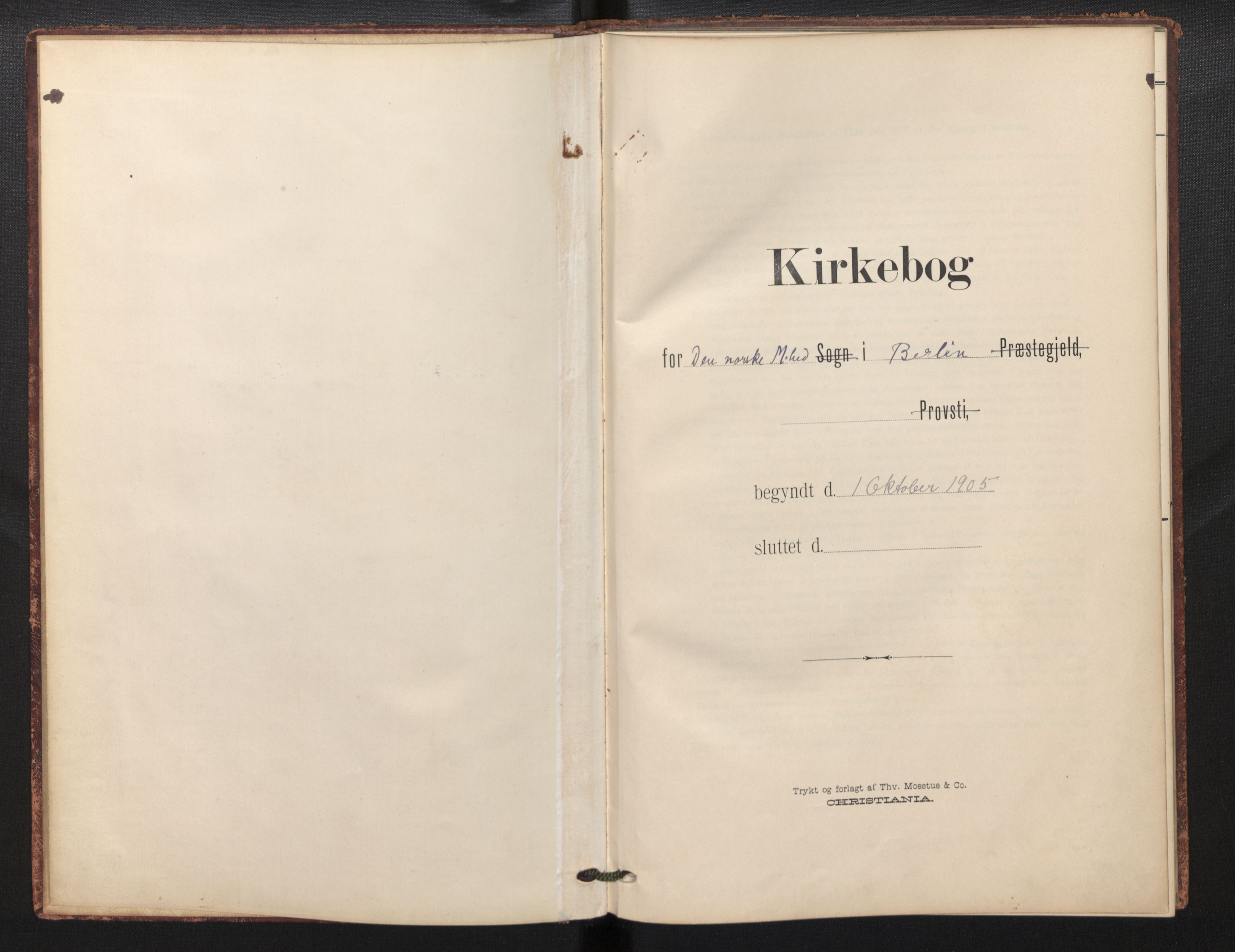 Den norske sjømannsmisjon i utlandet / Berlin, AV/SAB-SAB/PA-0360/H/Ha/L0001: Ministerialbok nr. A 1, 1905-1955