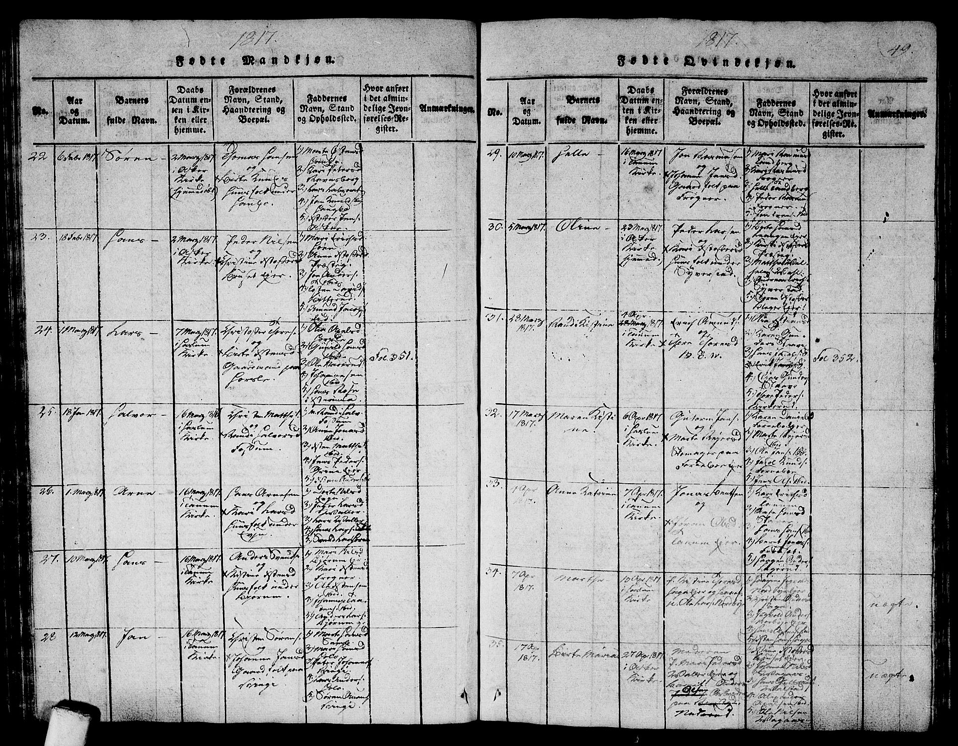 Asker prestekontor Kirkebøker, AV/SAO-A-10256a/G/Ga/L0001: Klokkerbok nr. I 1, 1814-1830, s. 49