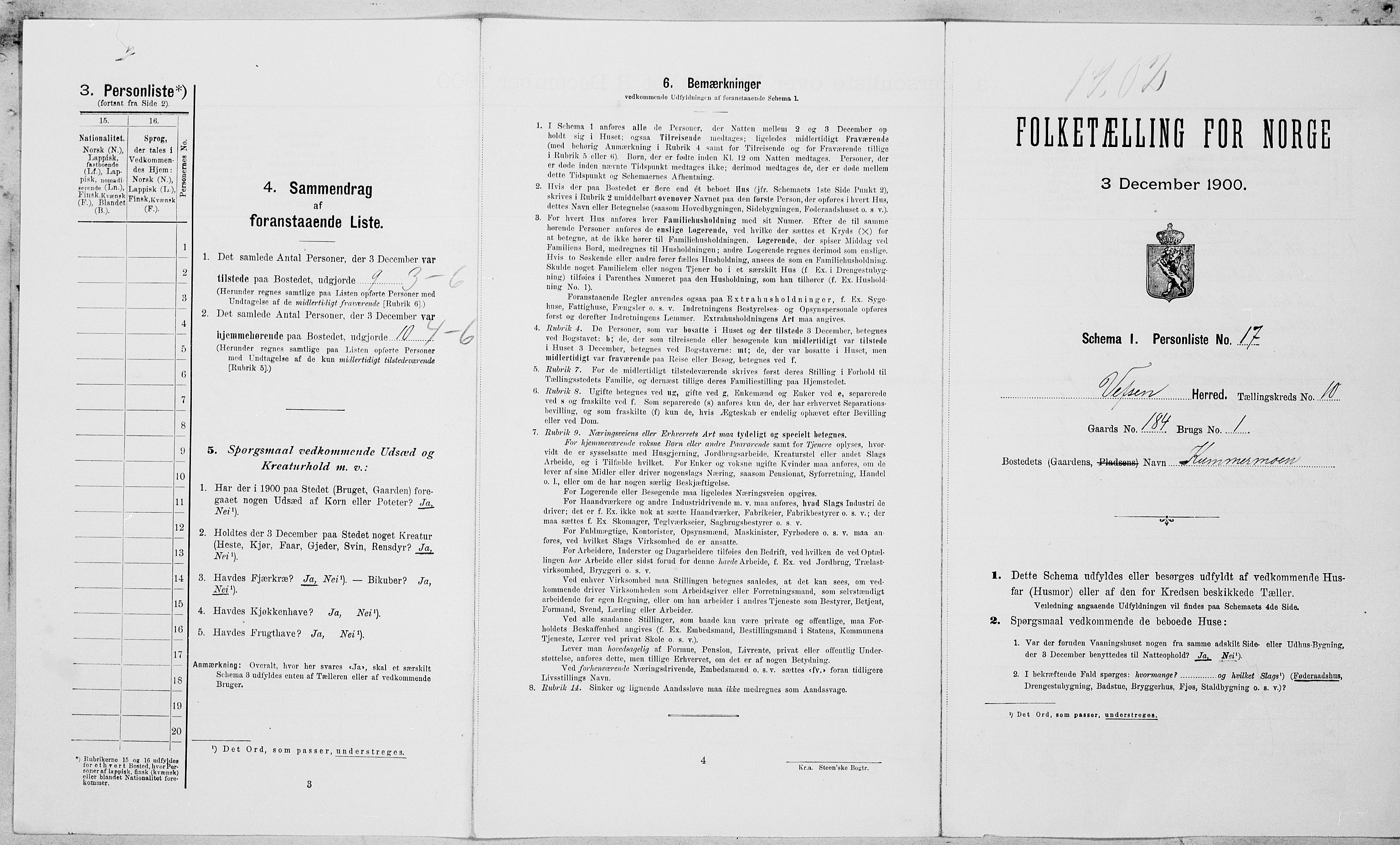 SAT, Folketelling 1900 for 1824 Vefsn herred, 1900, s. 911