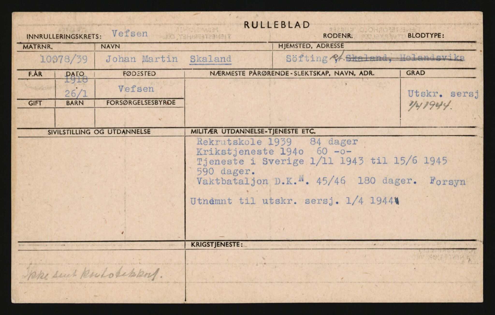 Forsvaret, Sør-Hålogaland landforsvar, AV/RA-RAFA-2552/P/Pa/L0303: Personellmapper for slettet personell, yrkesbefal og vernepliktig befal, født 1917-1920, 1936-1980, s. 441