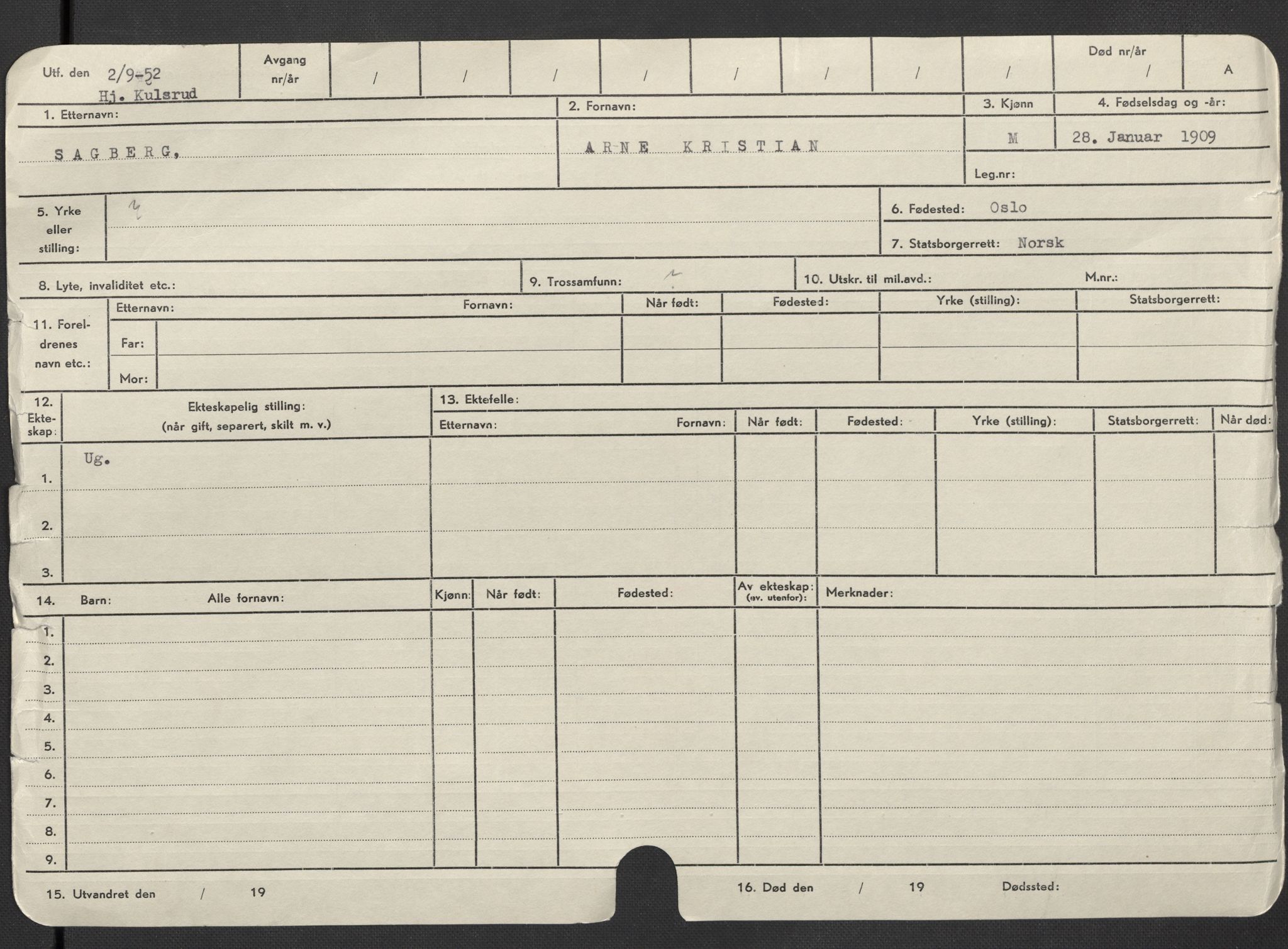 Oslo folkeregister, Registerkort, AV/SAO-A-11715/F/Fa/Fac/L0010: Menn, 1906-1914, s. 7b
