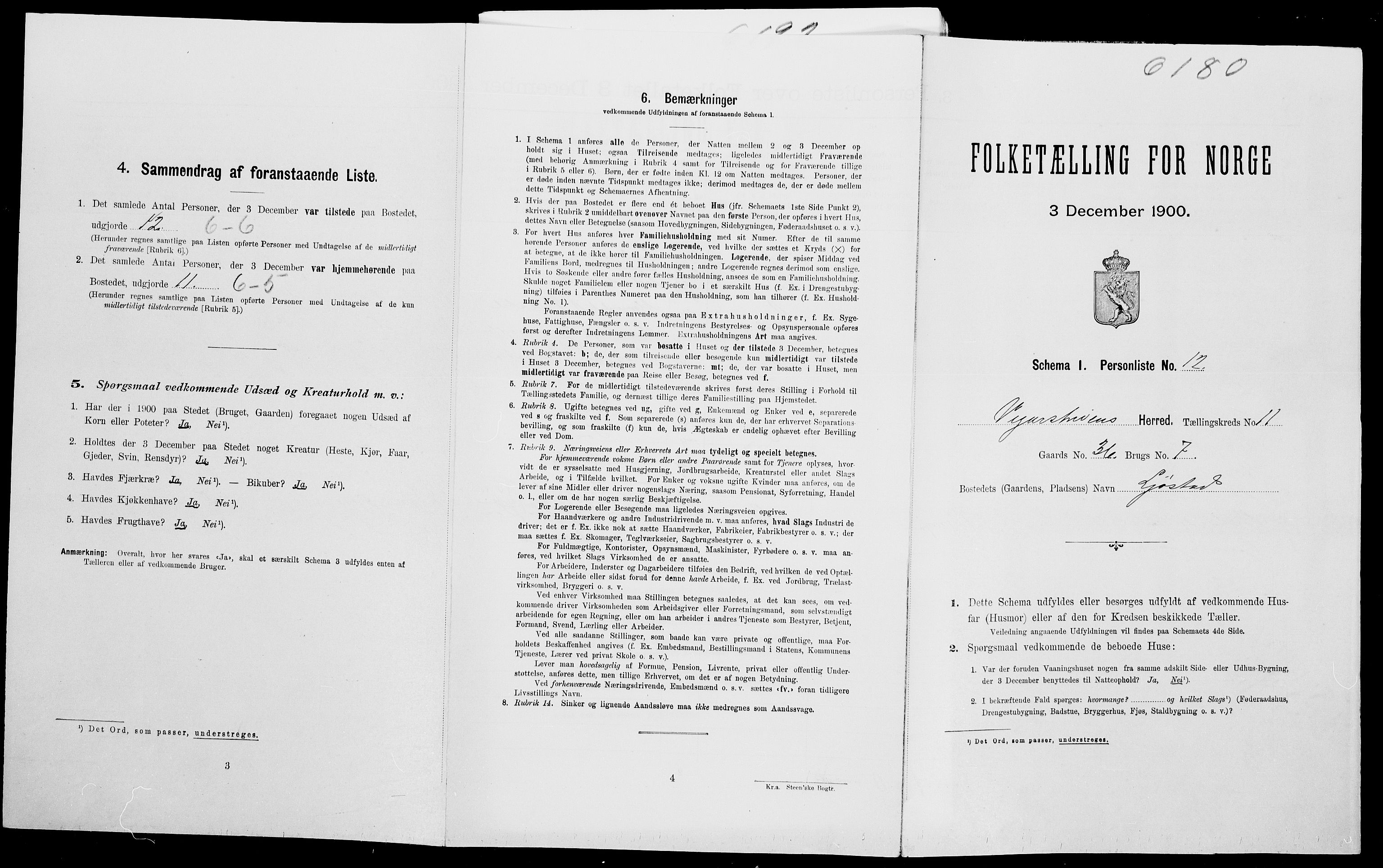 SAK, Folketelling 1900 for 0912 Vegårshei herred, 1900, s. 580